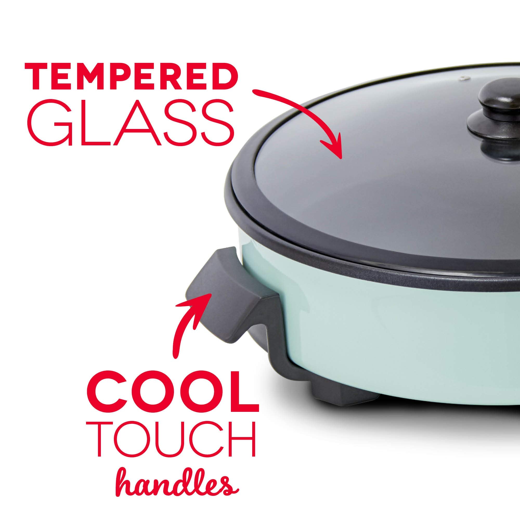 Dash Family Size Electric Skillet With 14 Inch Nonstick Surface + Recipe Book For Pizza, Burgers, Cookies, Fajitas, Breakfast &