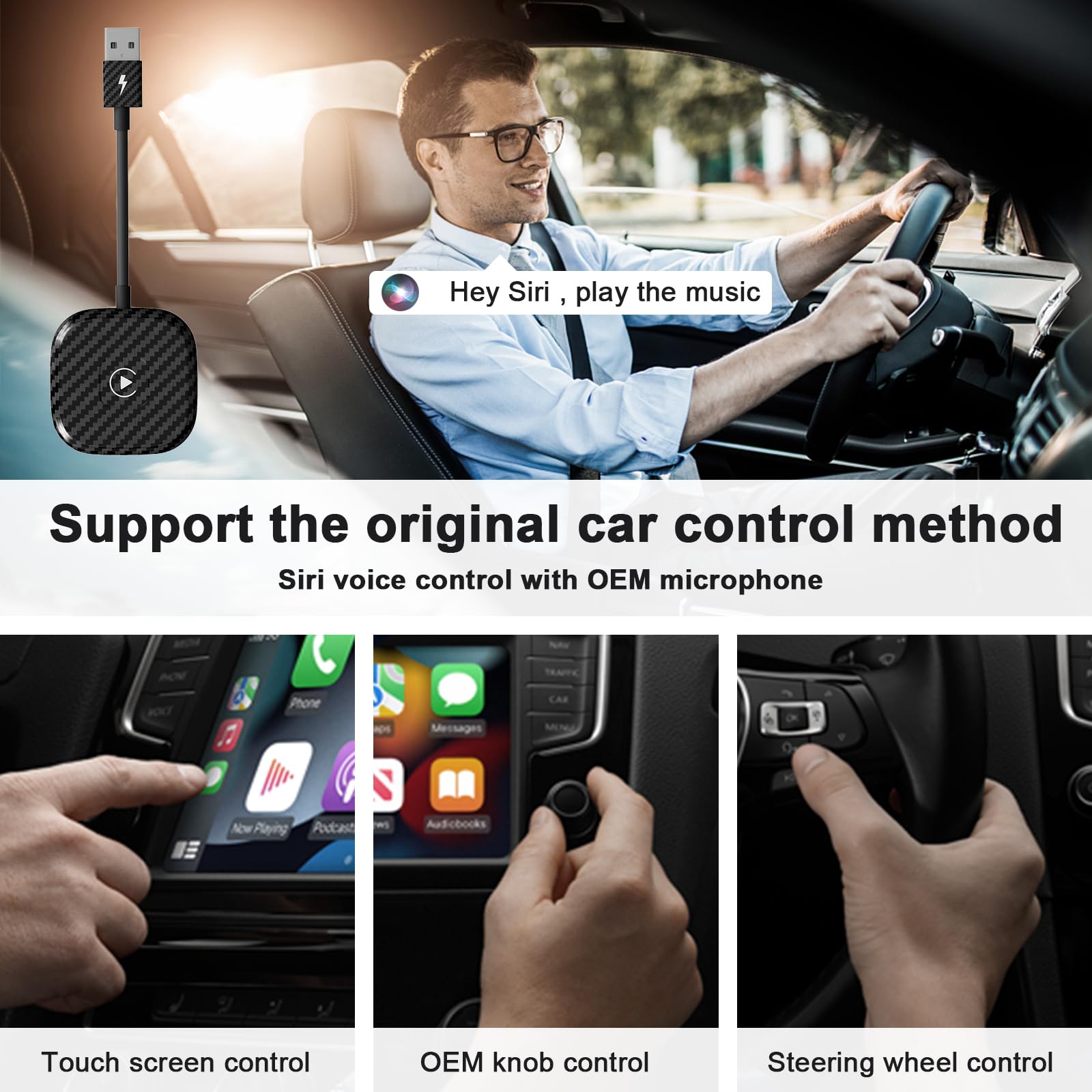 Anithen Carplay Wireless Adapter,Wireless Carplay Usb Dongle Converter Wired Carplay To Wireless, Support Online Update Plug And