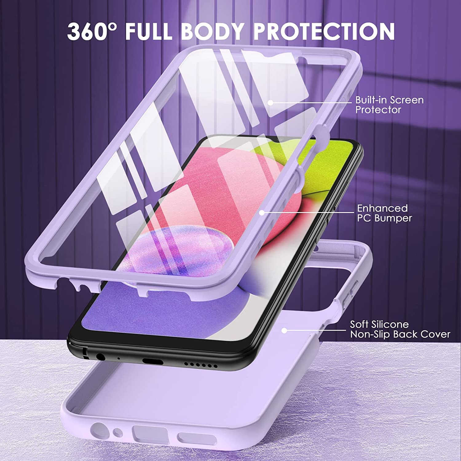 For Samsung Galaxy A03S Phone Case: Shockproof Silicone Slim Covers Hybrid Pretty Protective Cell Cases   Durable Tpu Dual Layer
