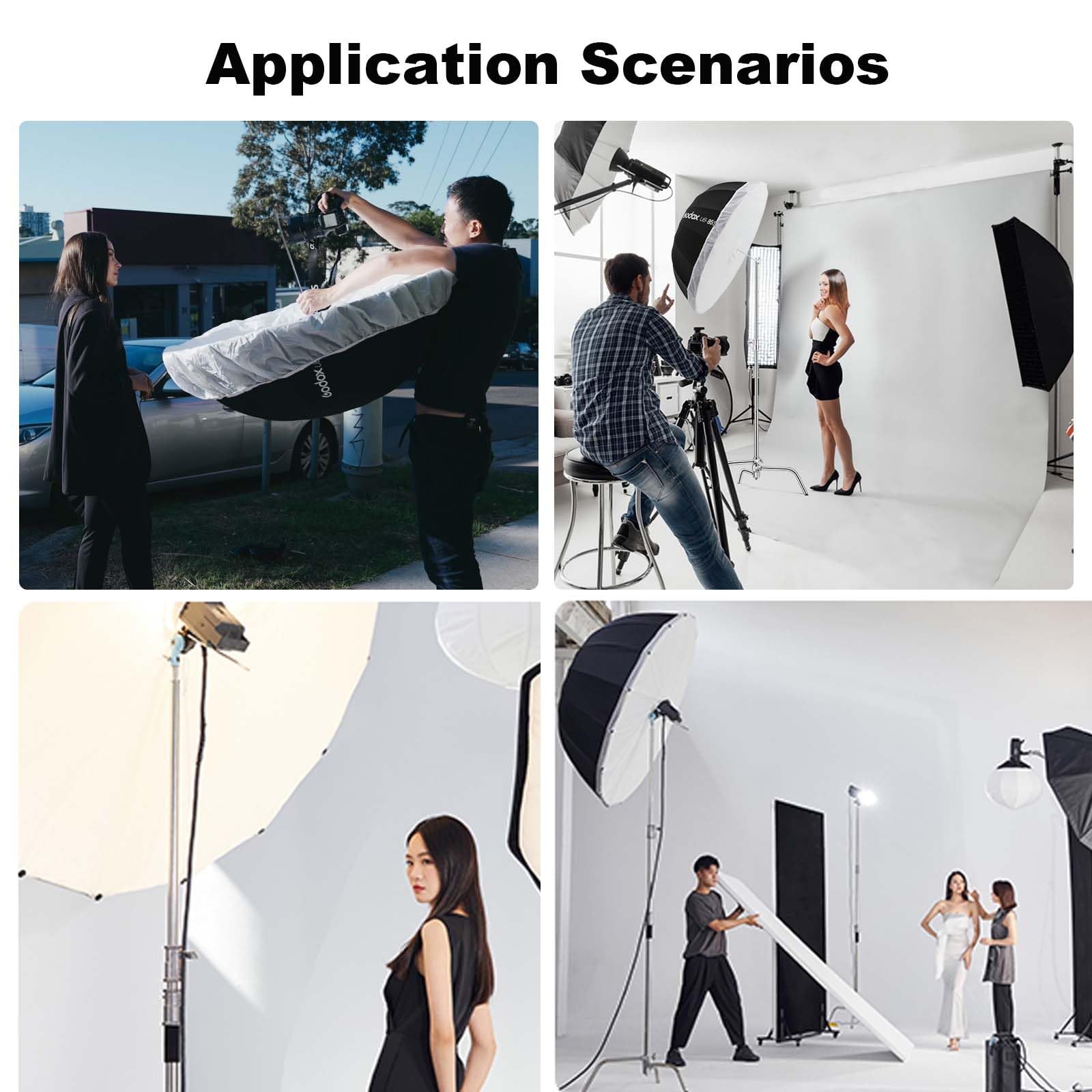 Godox Ub 165W 65'' 165Cm Black White Parabolic Deep Reflective Umbrella Studio Soft Light 65In Large Umbrella With Withe Diffuse