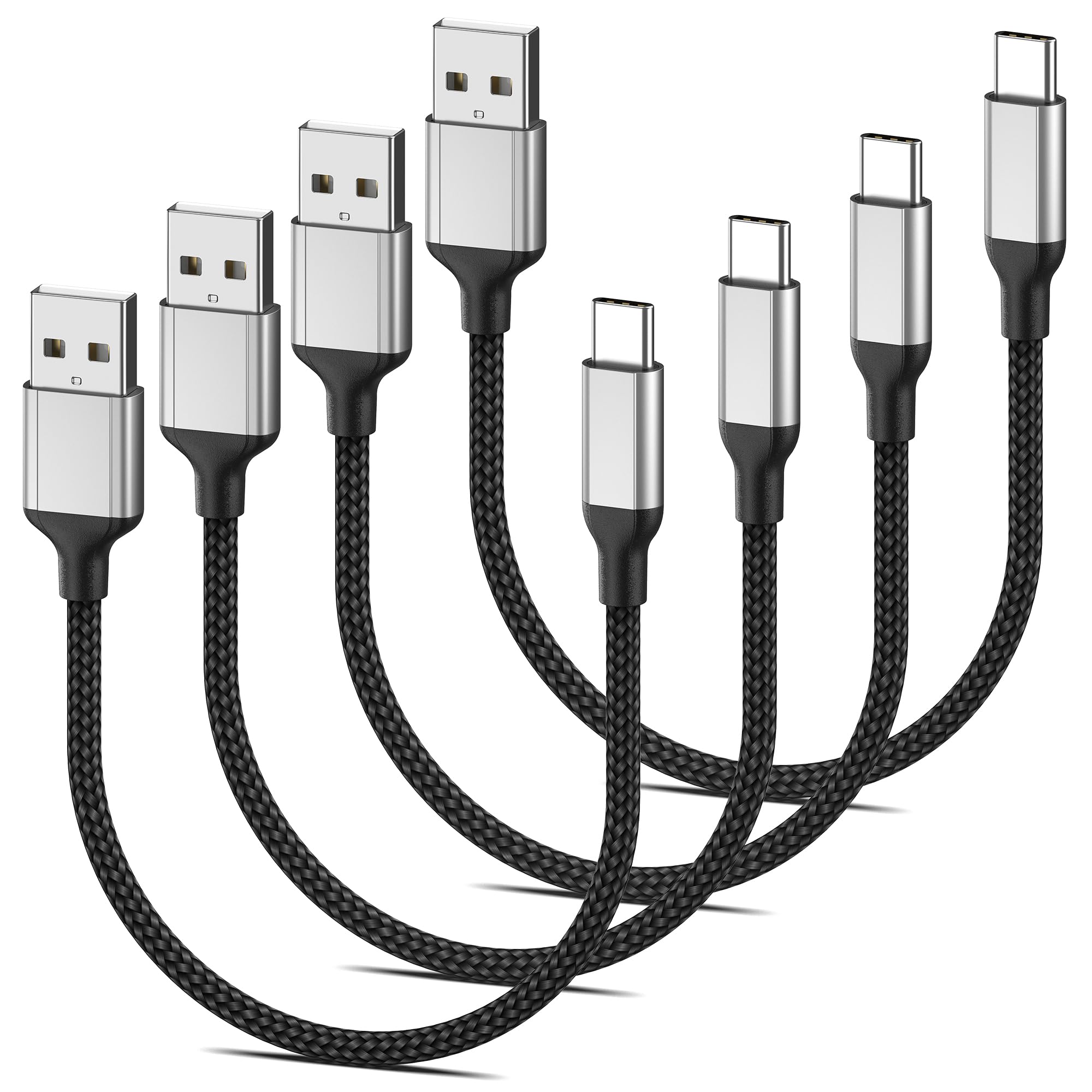 1Ft Usb C Charger Cable Short, 4Pack Usb To Usb C Charge Cord Fast Charging Power Bank, 12 Inch Braided Usb Type C Cable Compati