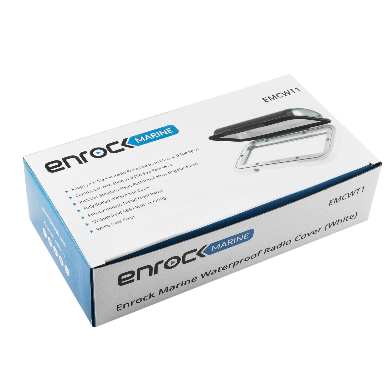 Enrock Marine Universal In Dash Water Resistant Waterproof Tinted Radio Shield Receiver Cover (White Base)