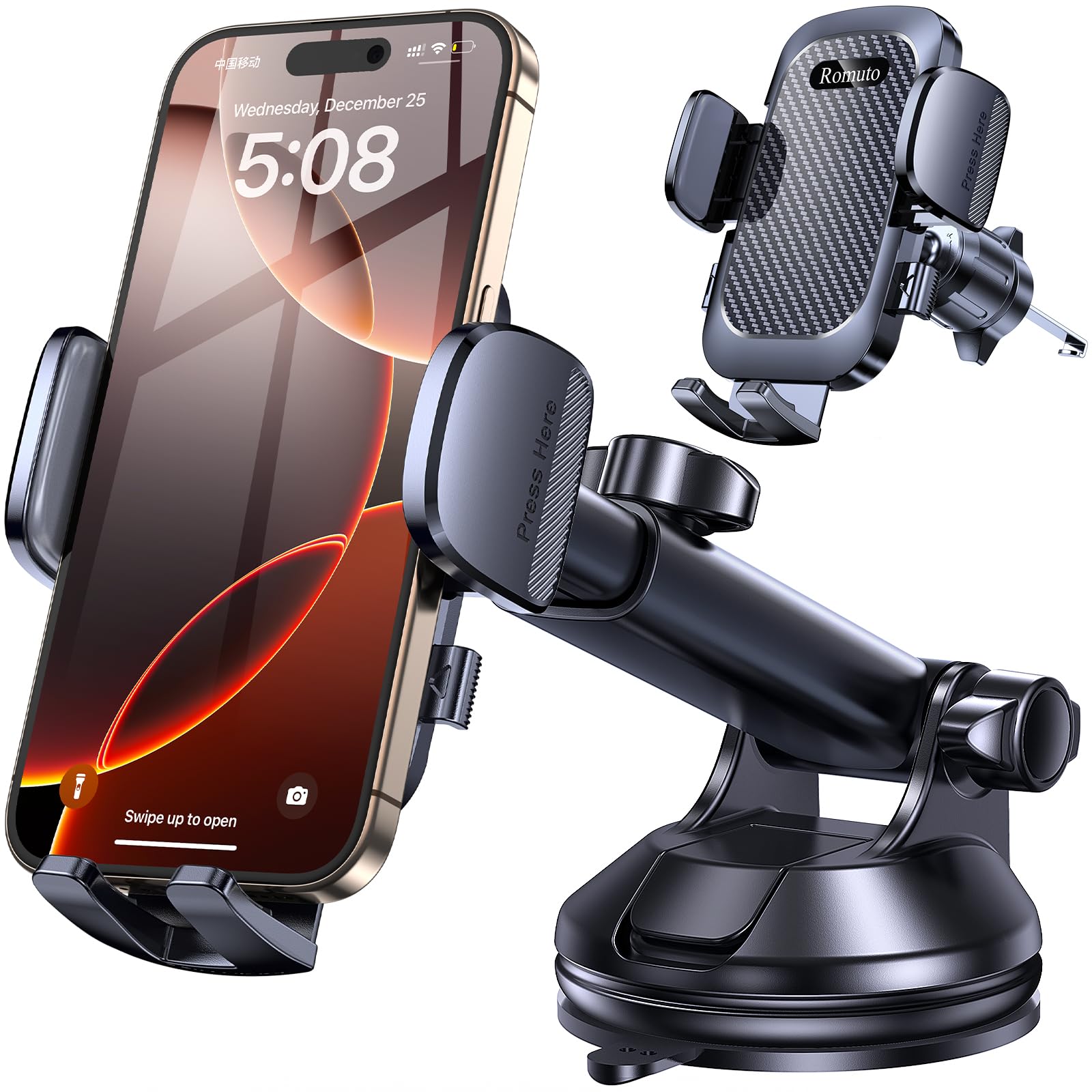 Phone Holders For Your Car?Upgraded Strongest Suction?Car Phone Holder Mount Dash?360 Adjustable?Suction Cup Phone Mount For Tru