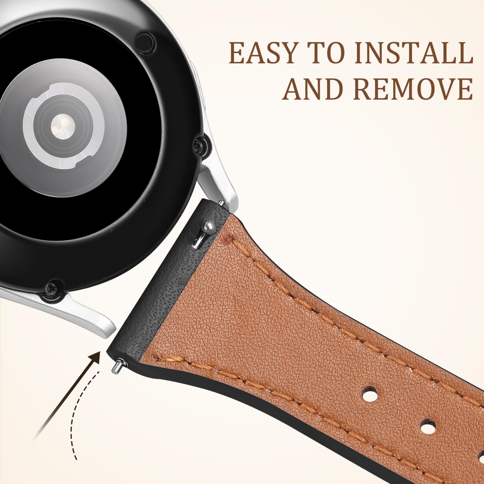 Geak Slim Leather Bands Compatible With Samsung Galaxy Watch 7 Band 40Mm 44Mm/Watch 6 5 4 40Mm 44Mm/Galaxy Watch Active 2/Watch