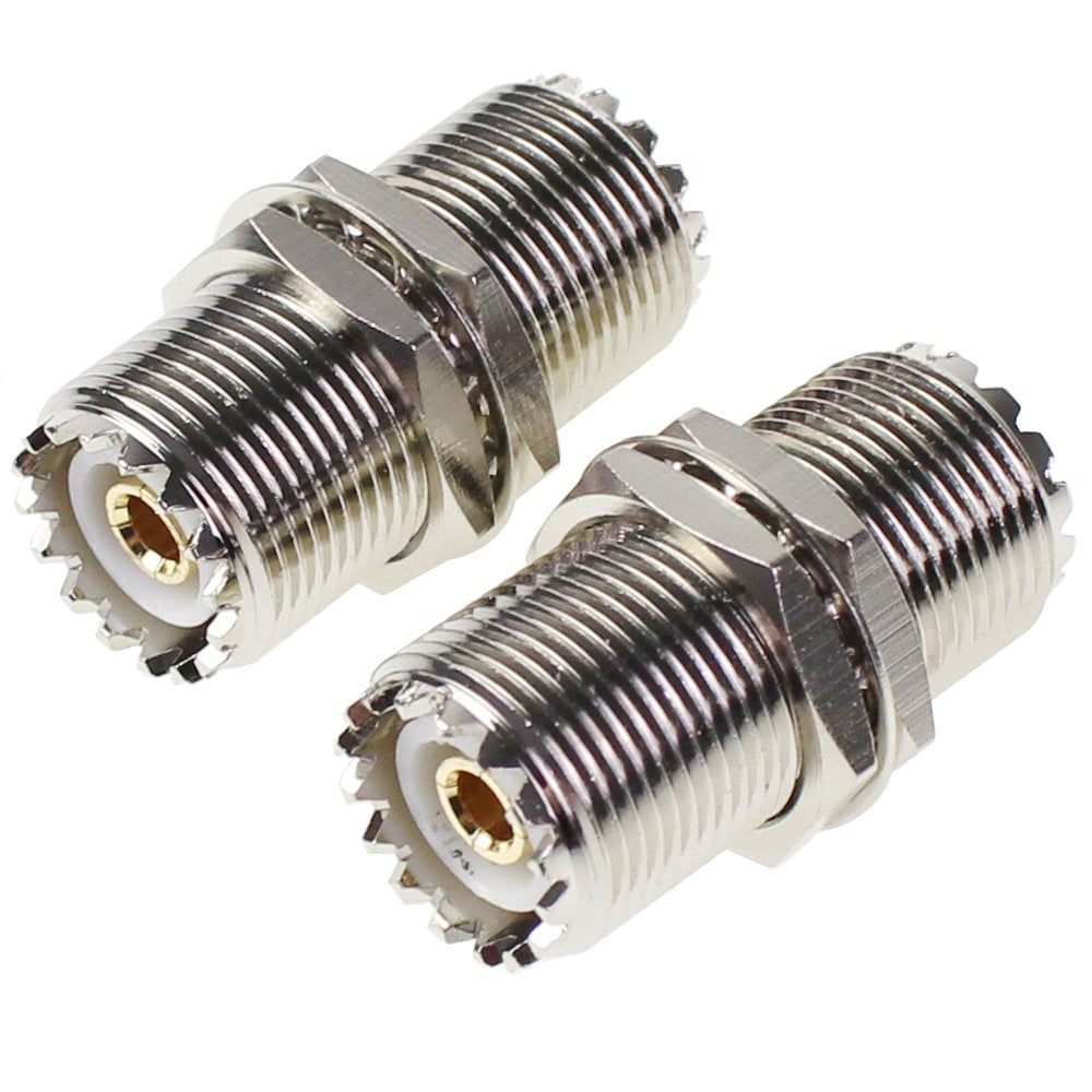 Exgoofit Uhf Connector Female Nut Bulkhead Panel Mount To So239 Jack Coaxial Coax Cable Adapter Plug For Pl-259 (Pack 2Pcs)