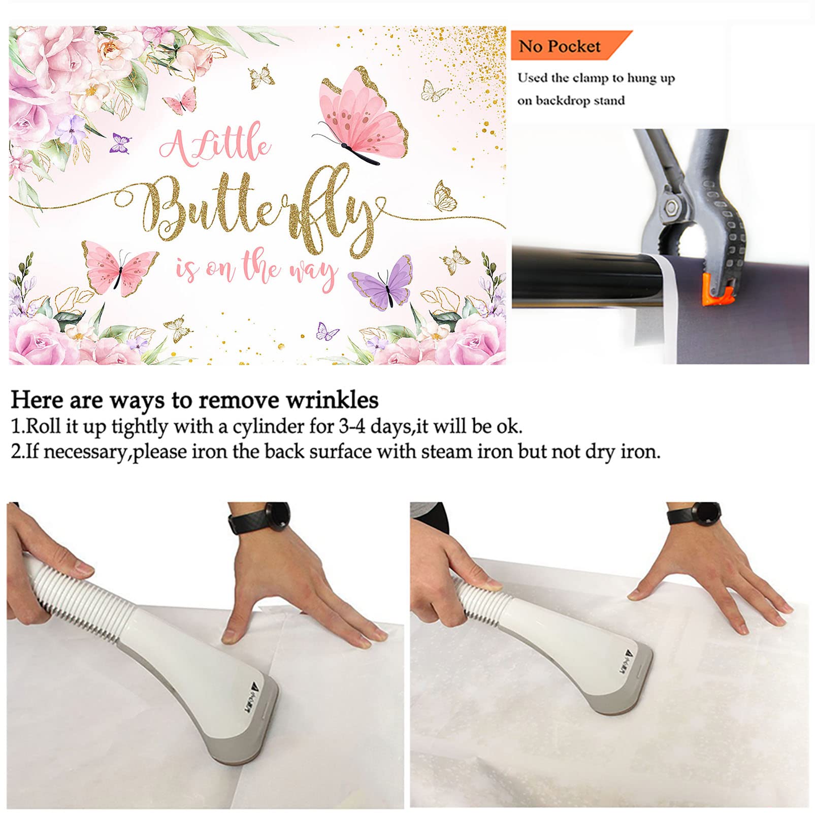 Avezano Butterfly Baby Shower Backdrop For Girl'S A Little Butterfly Is On The Way Princess Party Decorations Photography Backgr