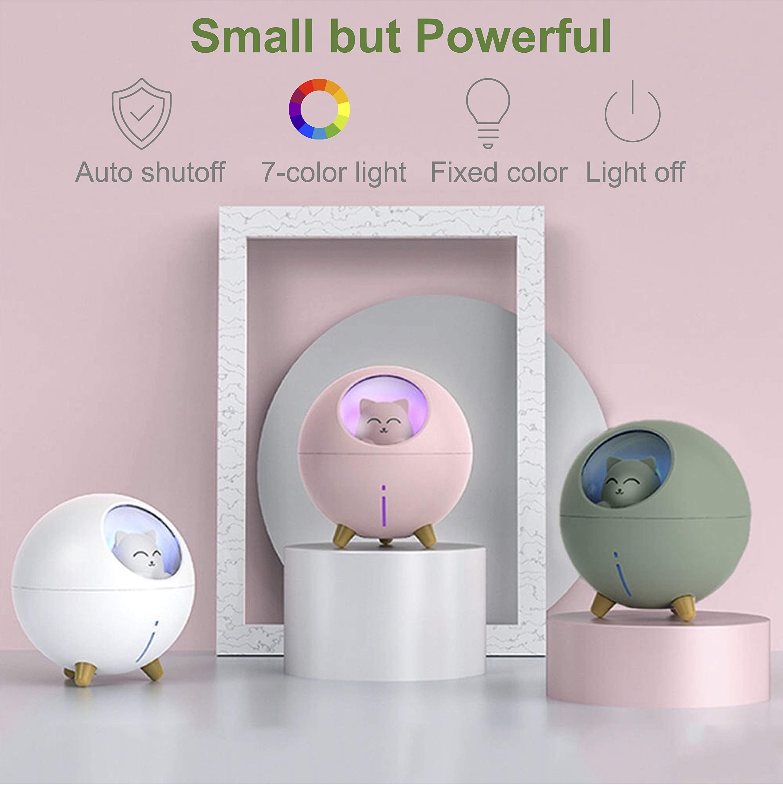 Upgraded Ultrasonic Ultra Quiet 220Ml Usb Cute Cool Mist Mini Humidifier, For Kids Baby Nursery Bedroom, 7 Color Lights 2 Mist M