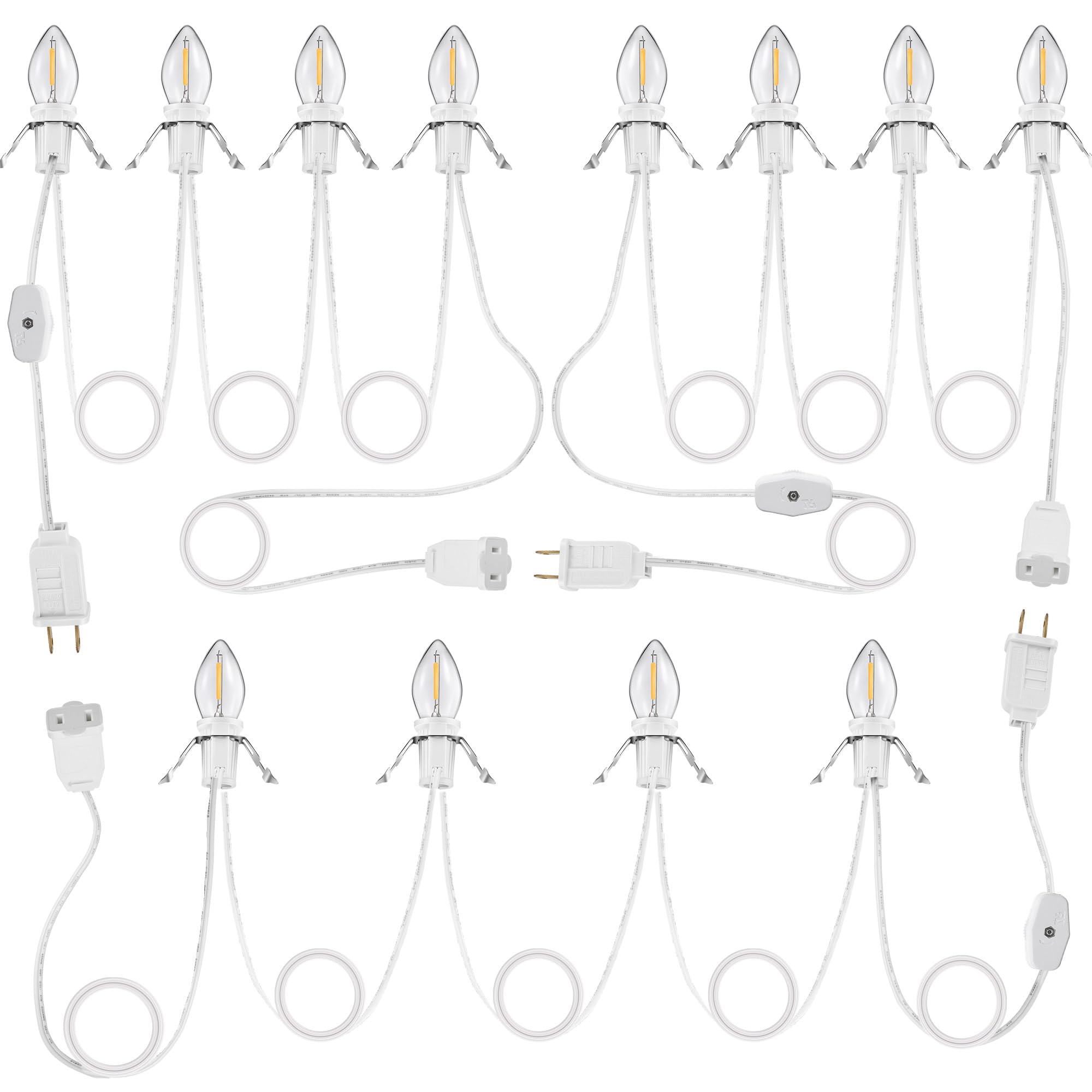 Meonum 3 Pack Accessory Cord With 4 Led Bulbs, End To End Connected Blow Mold Light Cord, 9.8 Feet Lamp Kit With On/Off Switch P
