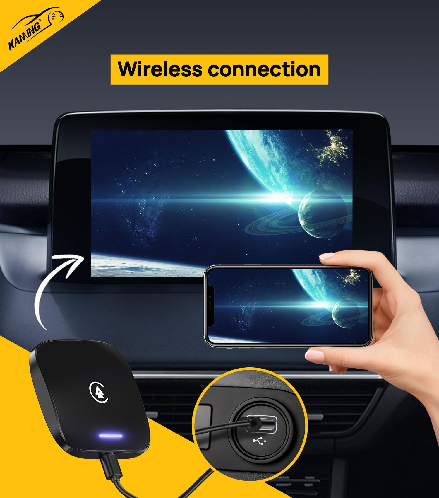 Wireless Carplay Adapter, Carplay Box Build In Google Play, Youtube, Netflix, Live Sports And More! Android Auto Apple Carplay V