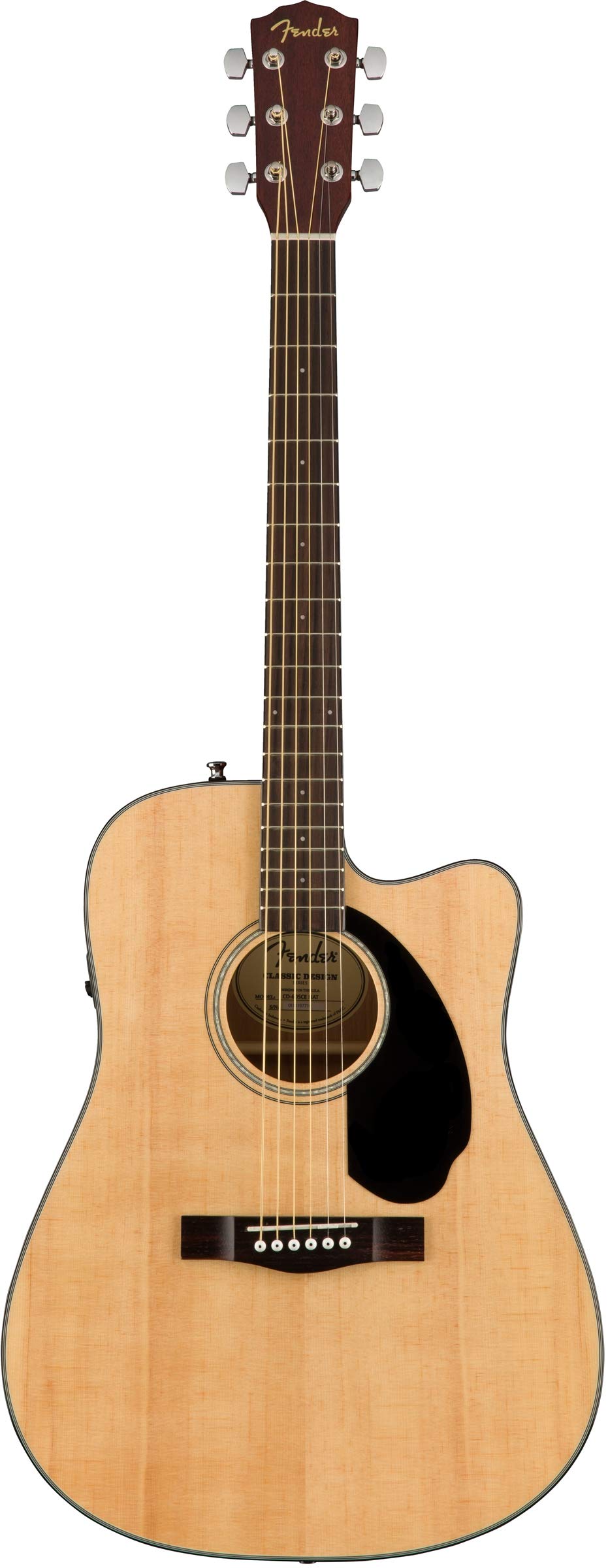 Fender Cd-60Sce Solid Top Dreadnought Acoustic-Electric Guitar - Natural Bundle With Gig Bag, Instrument Cable, Tuner, Strap, St