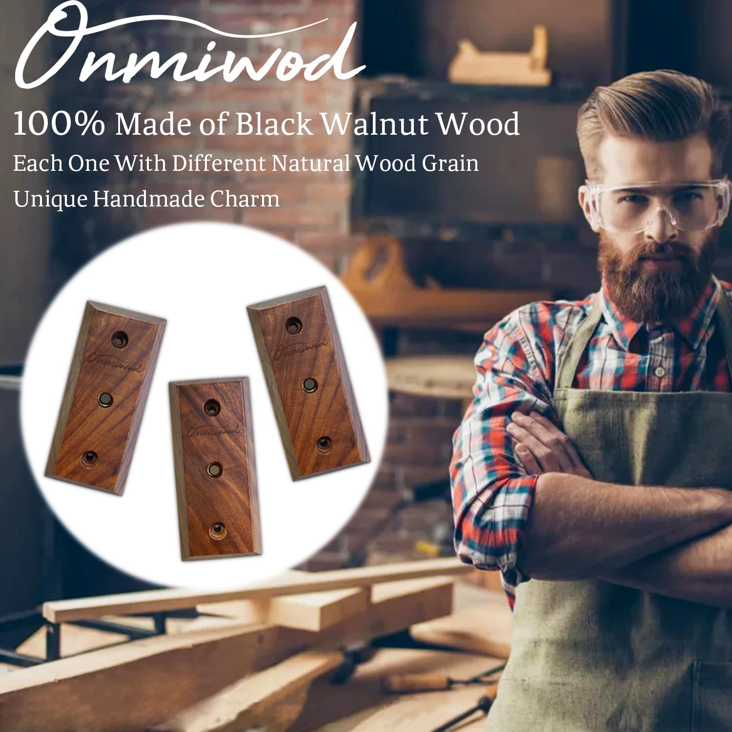 Guitar Wall Mount 3 Pack, Black Walnut Wood Guitar Hanger, U Shaped Guitar Wall Hanger Mount, Guitar Holder Hook Stand Wall For