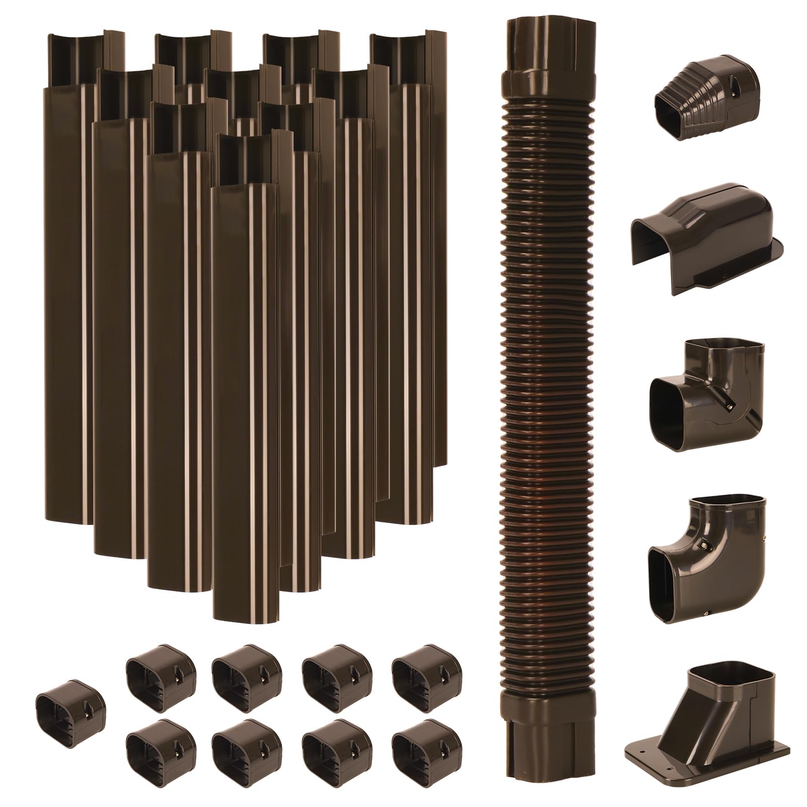 Hoxha 3'' W 16.1Ft L Brown Line Set Cover Kit For Mini Split Air Conditioners Decorative Pvc Slim Line Cover For Central Ac & He