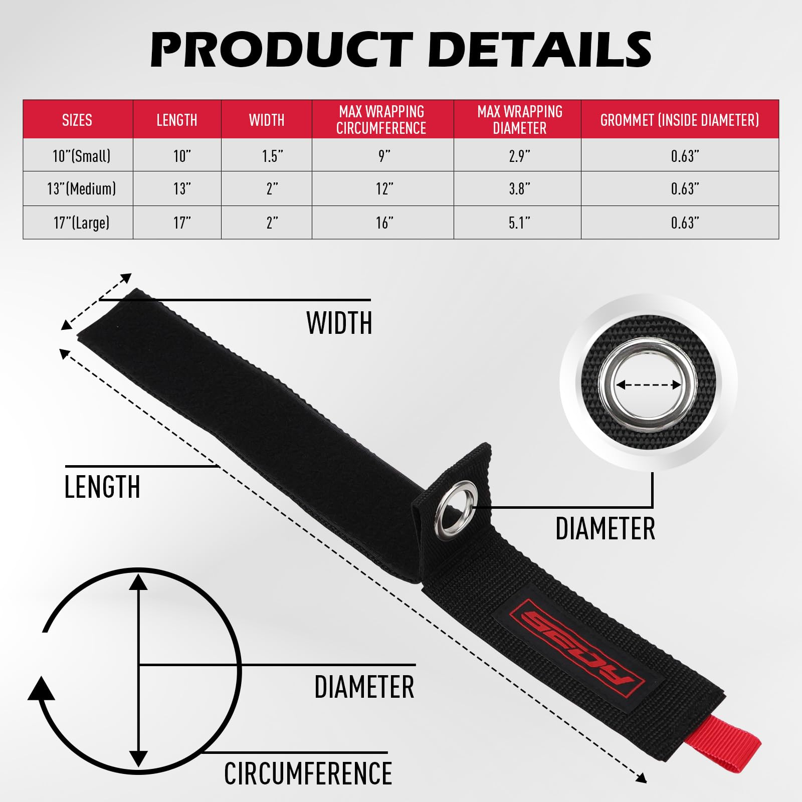 6 Pack Large Heavy Duty Easy Carry Storage Straps 13'',10'', 17'' Extension Cord Organizer Extendable Cable Ties Strap Loop Hang