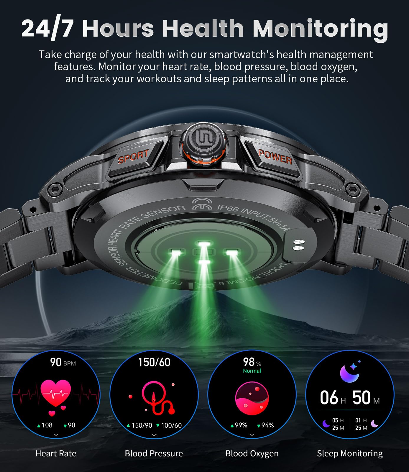 Military Smart Watch For Men(Answer/Dial Calls),1.46 ' ' Amoled Touchscreen/5Atm Waterproof/120+ Sports Modes Fitness Watch With