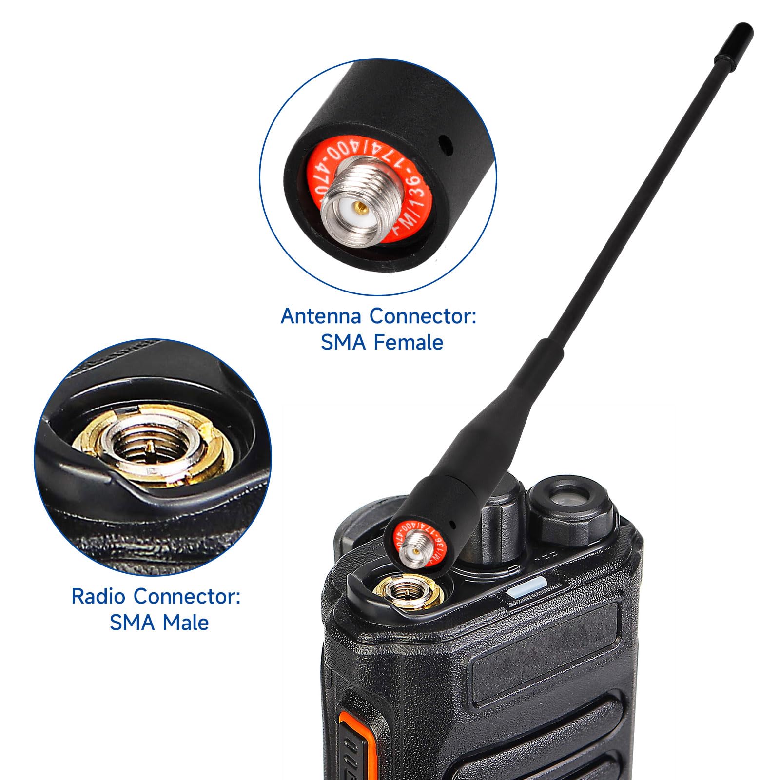 Eightwood Two Way Radio Antenna 6In, Vhf/Uhf Dual Band Sma Female Flexible Handheld Ham Radio Antenna 2 Pack For Kenwood Baofeng