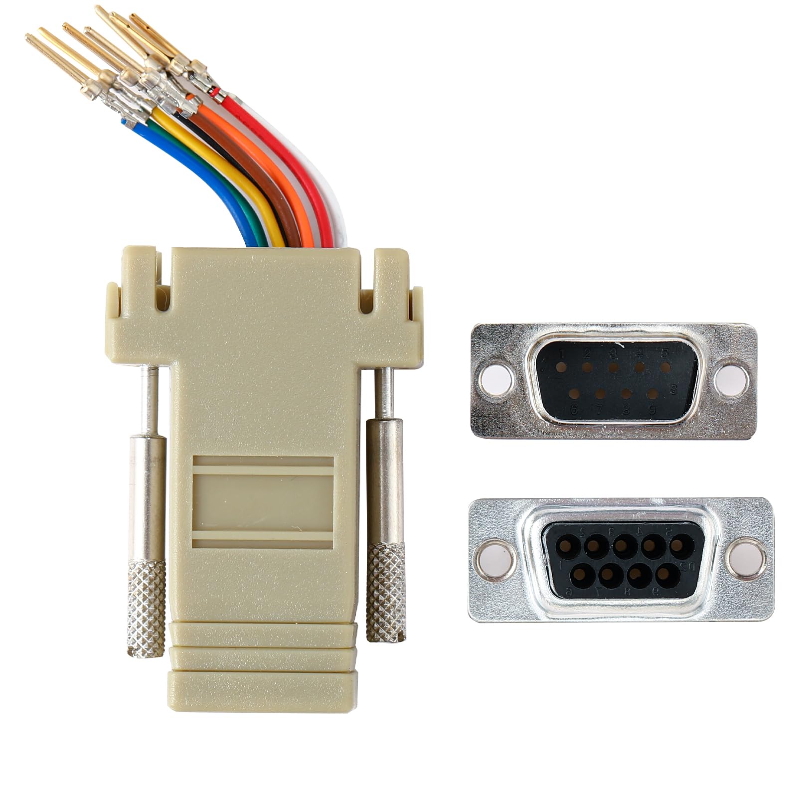 Anmbest 10Pcs Db9 Male Ethernet Adapter, 9 Pin Serial Port Male To Rj45 Ethernet Lan Extend Modular Converter, M/F