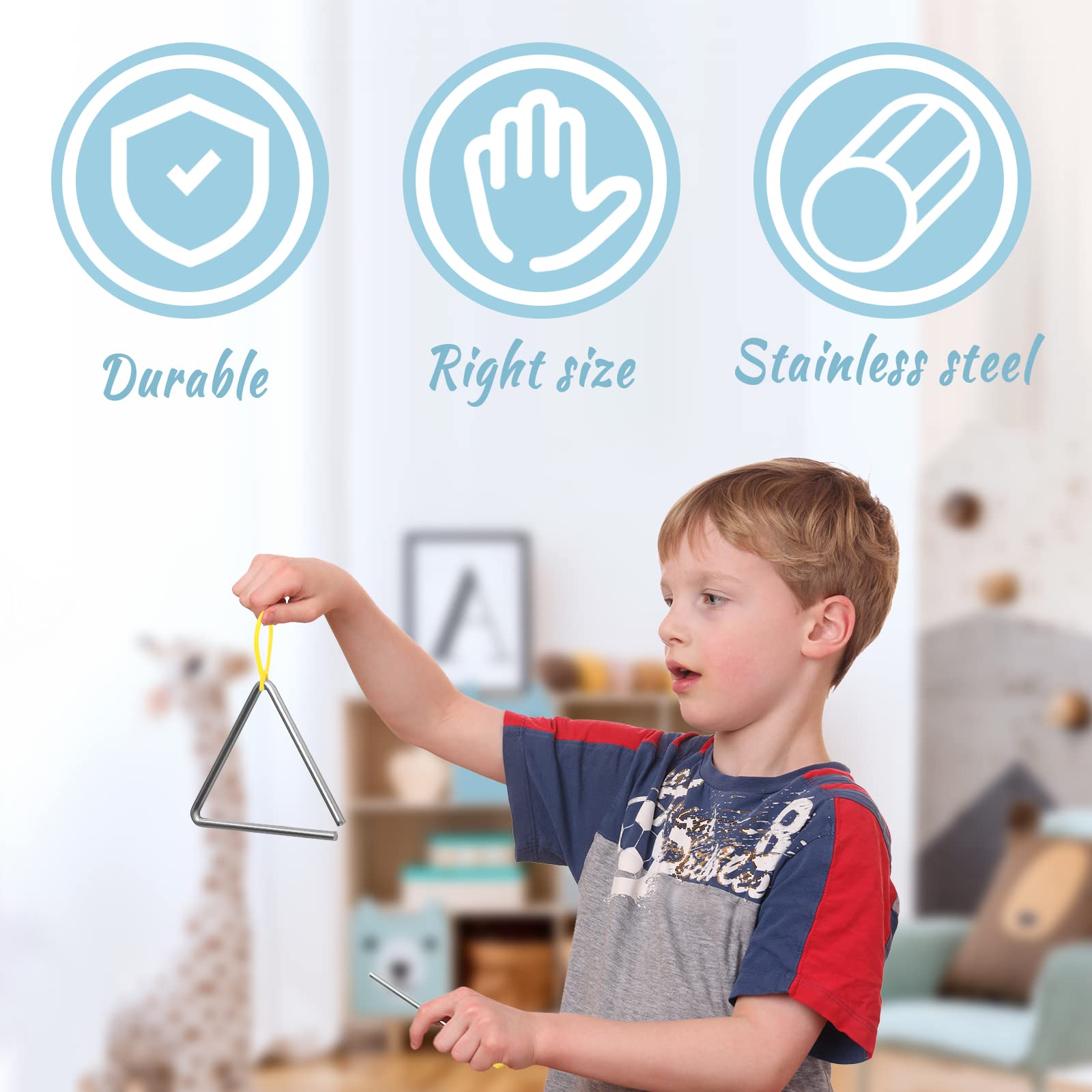 20 Pcs 6 Inch Steel Triangle Instrument Percussion Instrument Musical Instruments Hand Percussion Triangles Rhythm Triangle Inst