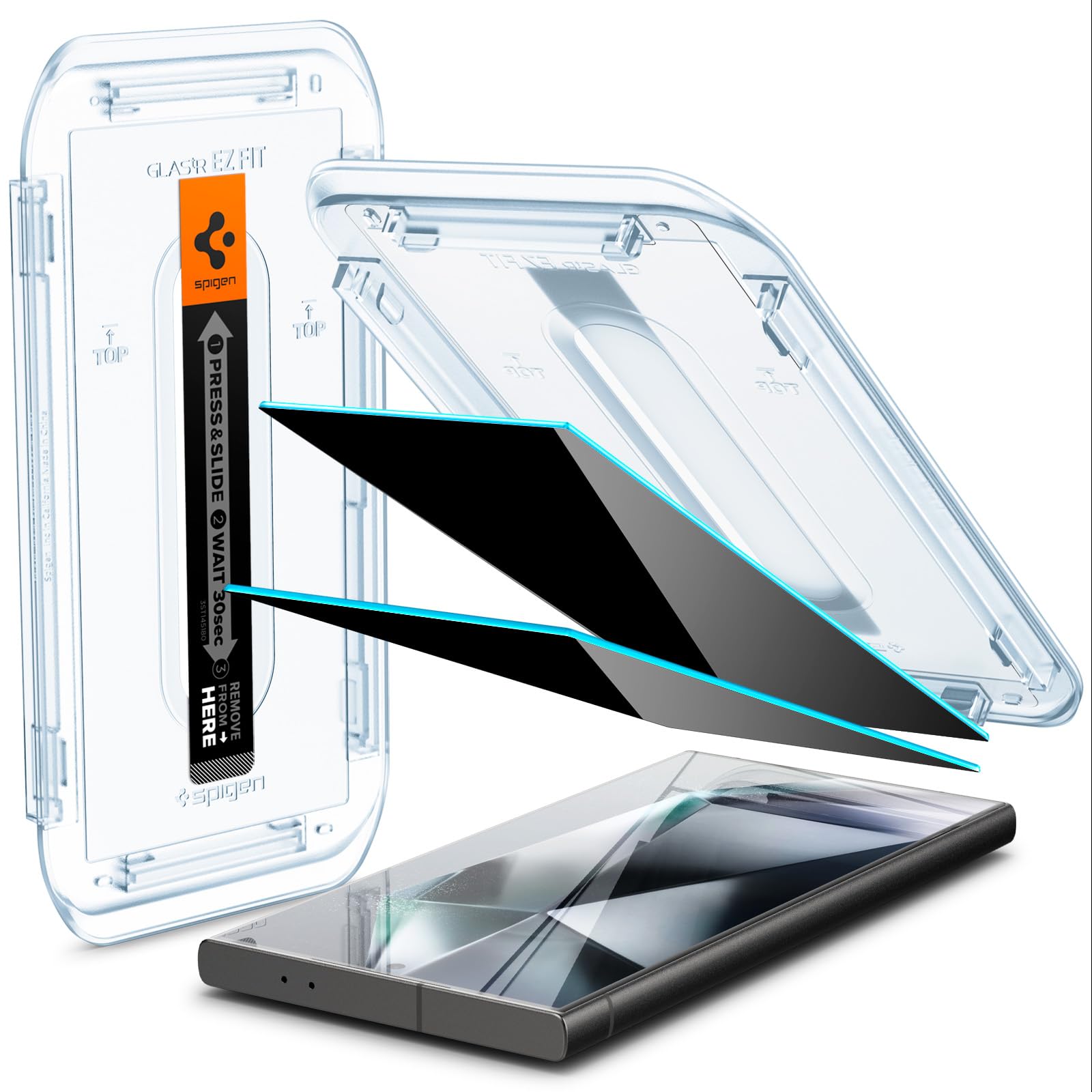 Spigen Tempered Glass Screen Protector [GlasTR EZ FIT - Privacy] Designed for Galaxy S24 Ultra [Case Friendly] - 2 Pack