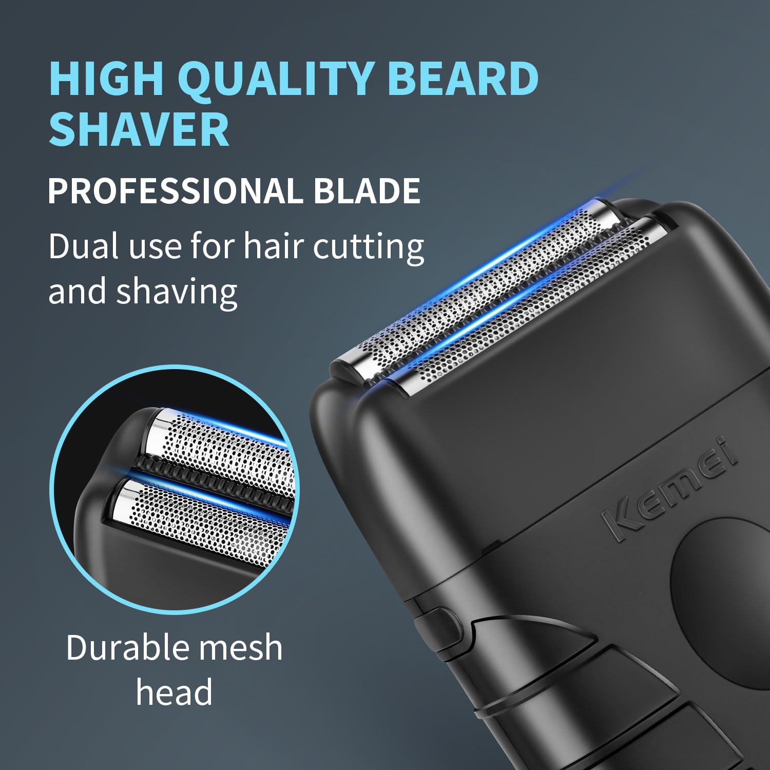 Kemei Professional Electric Foil Shaver For Men, Beard Trimmer & Men'S Grooming Tool, Foil Shaving And Bald Head Precision Trimm