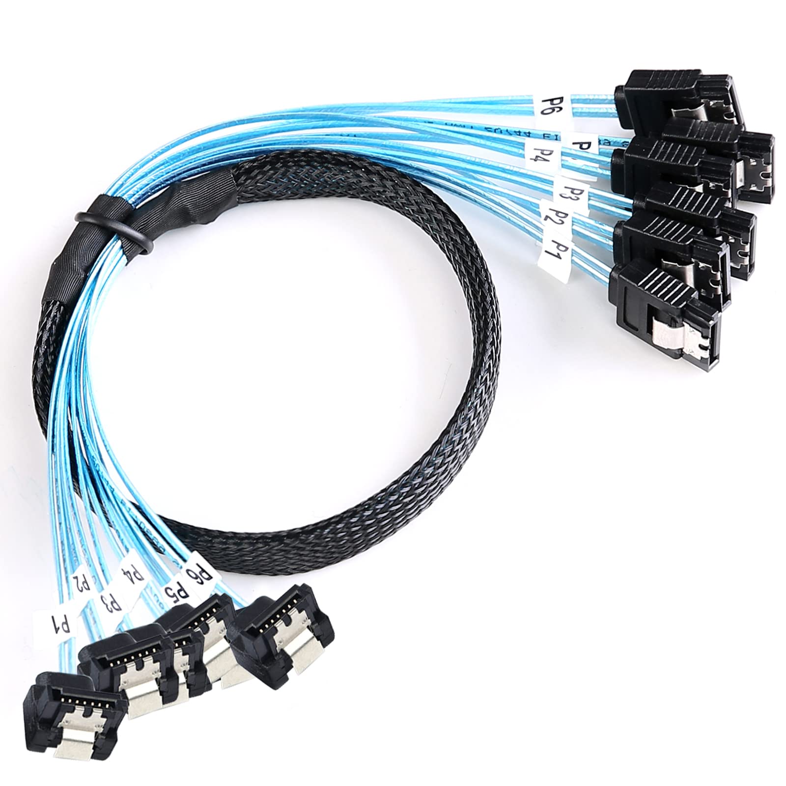Adcaudx Sata Iii Cable:0.5M 6Pcs/Set Sata Cable 90 Degree Right Angle Sata Data Cable Sas/Sata 6Gbps Cable For Server Raid Sdd H