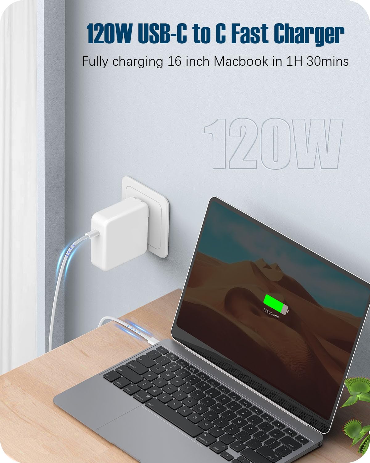 Mac Book Pro Charger   120W Usb C Fast Charger Power Adapter Compatible With Usb C Port Macbook Pro & Macbook Air 13, 14, 15, 16