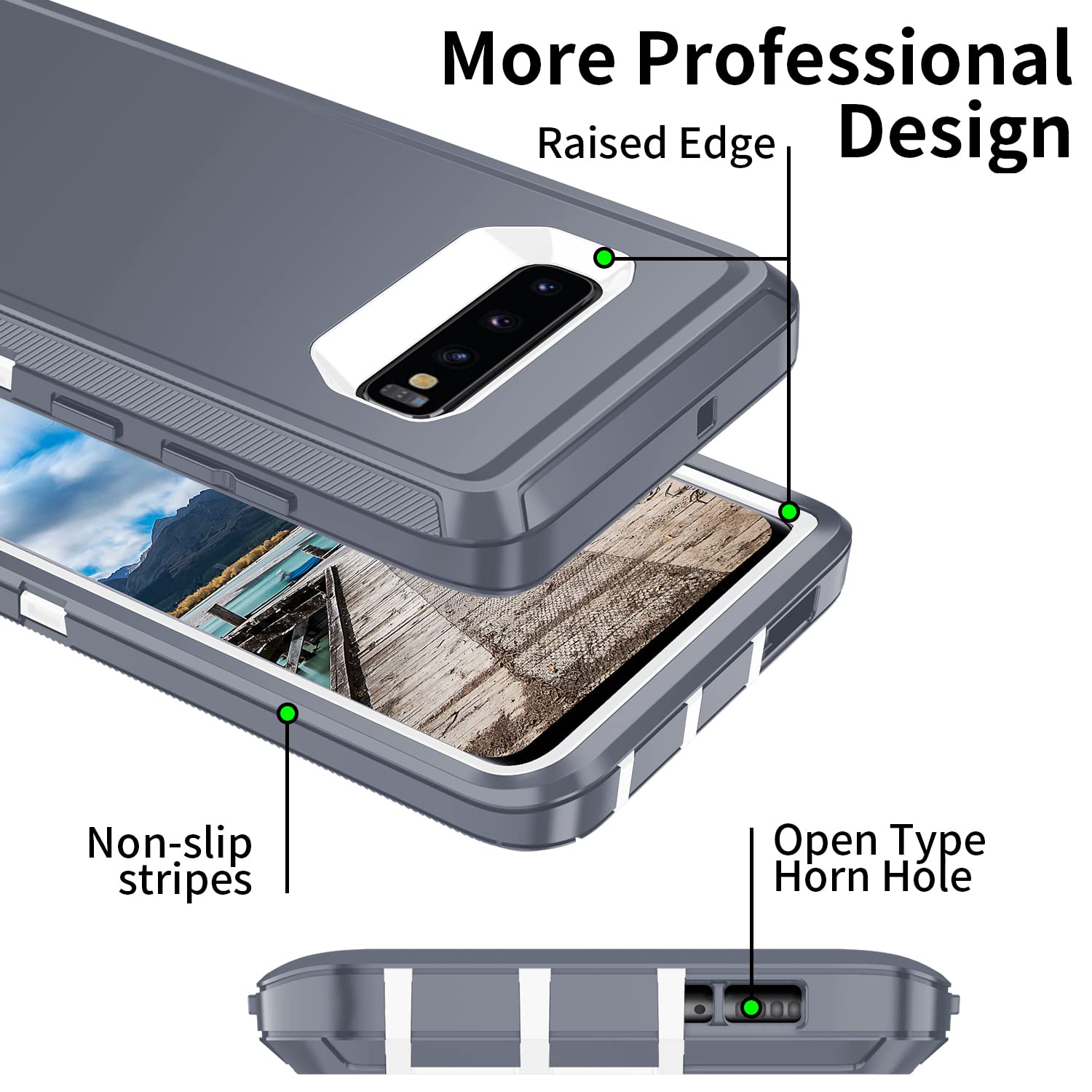 Mieziba For Galaxy S10 Case,Heavy Duty Shockproof Dust/Drop Poof 3 Layers Full Bady Protection Rugged Cover Case For Galaxy S10