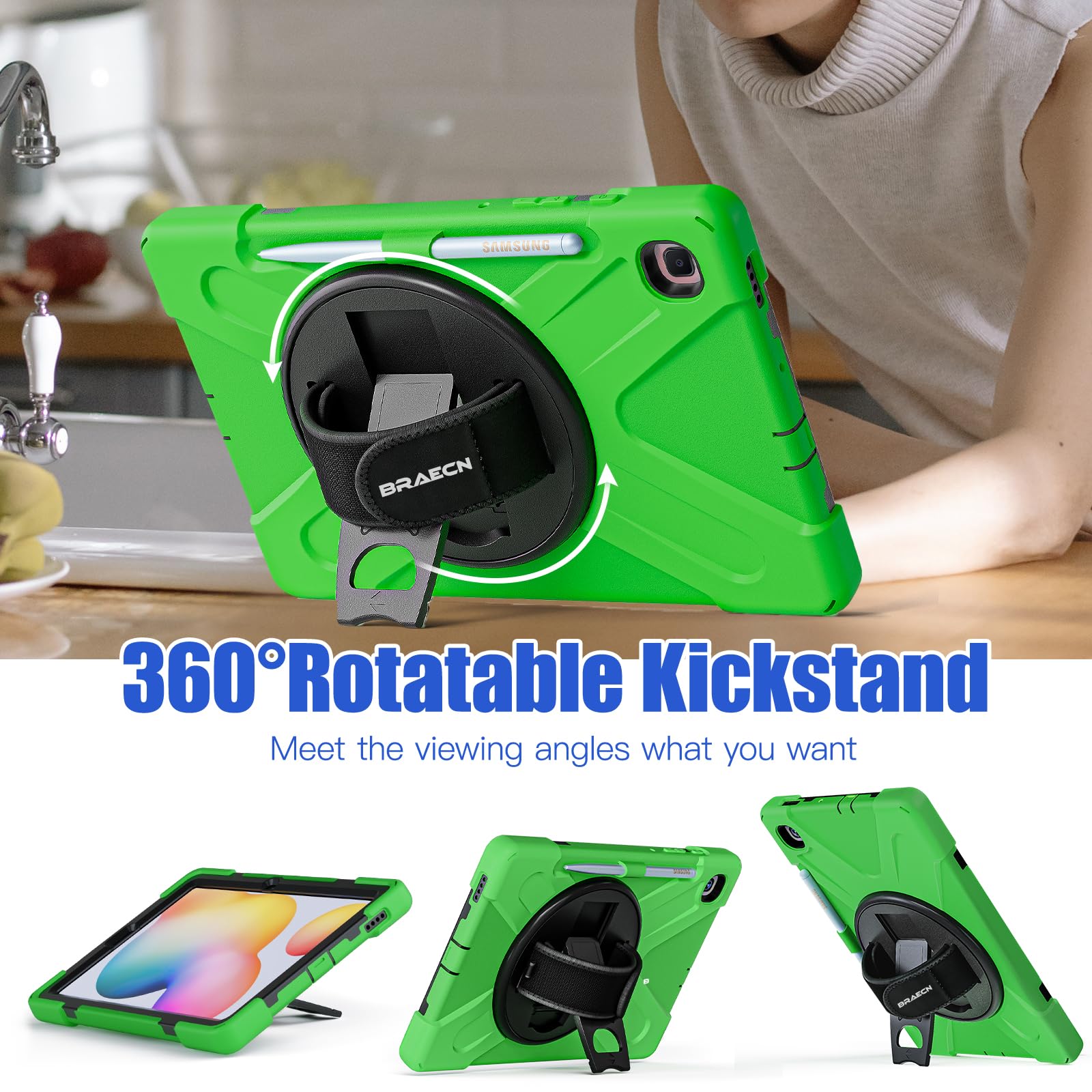 Braecnstock Case For Samsung Galaxy Tab S6 Lite 10.4 Inch 2024/2022/2020 (Sm P620/P610/P619) Shockproof Protective Samsung Galax