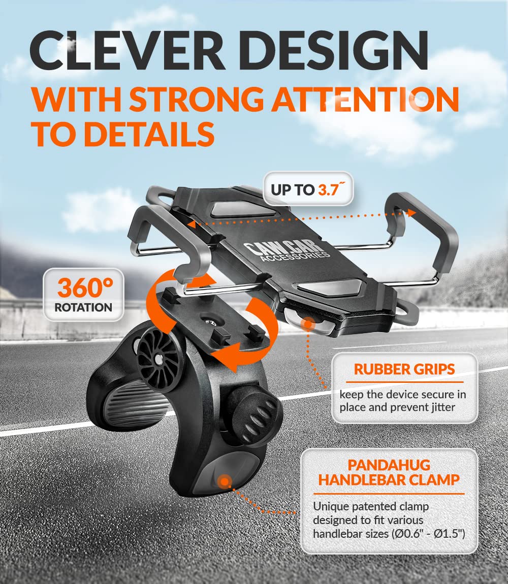 Bike & Motorcycle Phone Mount   For Iphone 14 (13, Xr, Se, Plus/Max), Samsung Galaxy S22 Or Any Cell Phone   Universal Handlebar