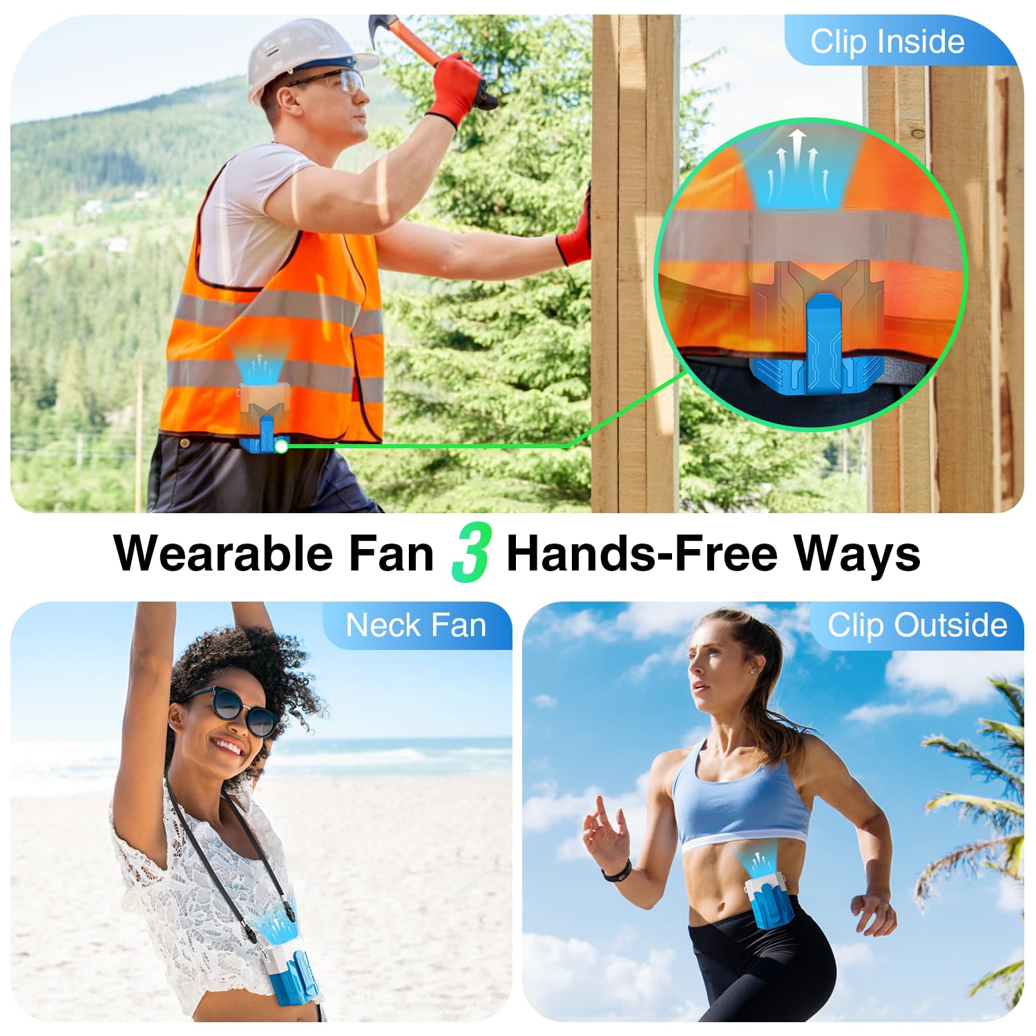 Portable Fan 4000Mah Rechargeable, 4 Speeds 13000Rpm Strong Airflow, Personal Waist Fan With Max 24H Working Time, Wearable Clip