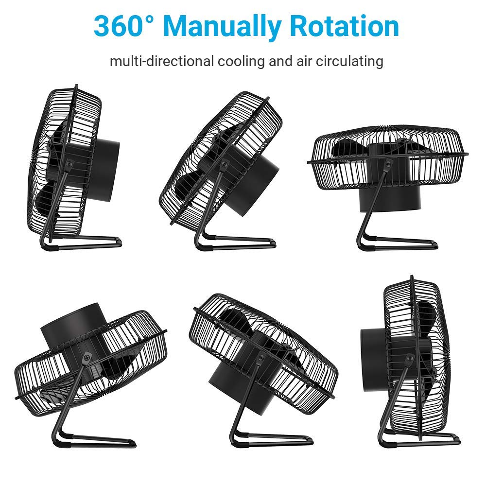 Easyacc 9 Inch Usb Desk Fan Ultra Quiet Usb Powered 360 Rotation Desktop Fan With Metal Frame, Portable Personal Cooling Fan Wit