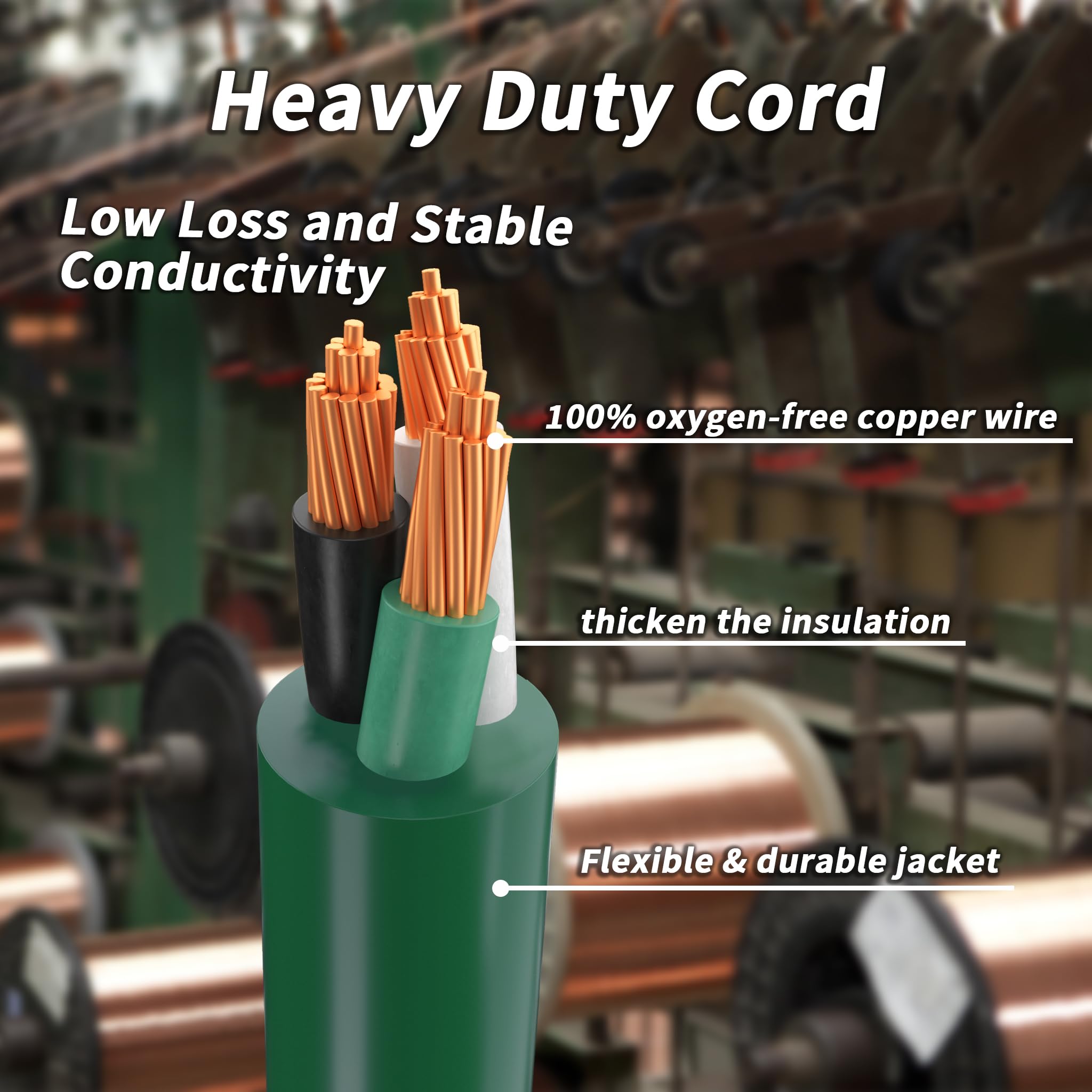 Plugsaf 1 To 3 Splitter Outdoor Extension Cord With Multiple Outlets; 25Ft Total (7+6+6+6) 13Ft End To End; 16/3 Sjtw Green Exte