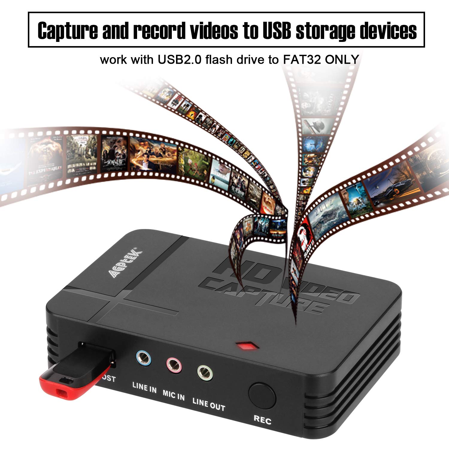 Agptek Hd Game Capture Video Capture 1080P Hdmi/Av Recorder Xbox 360&One/ Ps3 Ps4,Support Mic In With Both Hdmi And Av Input