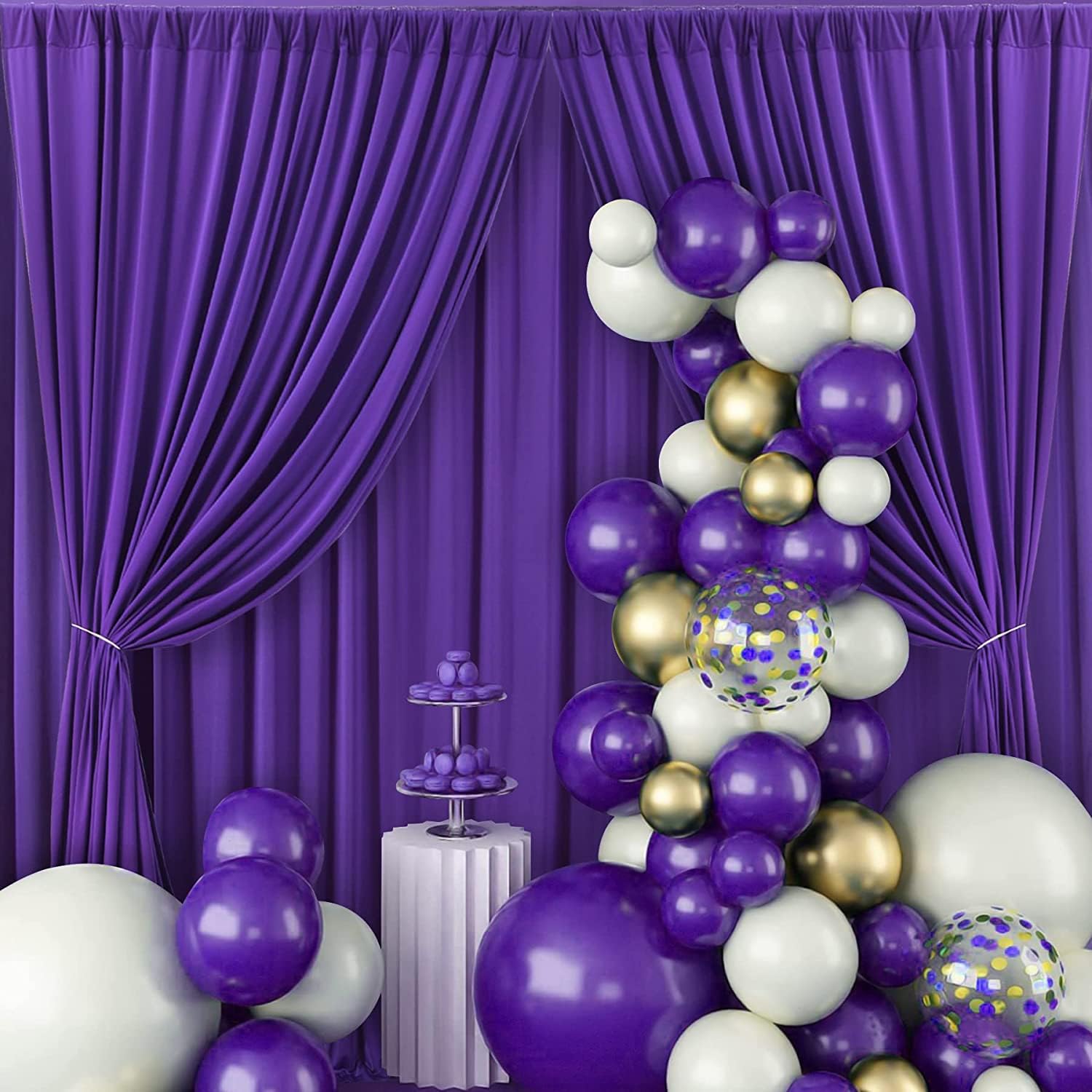 20Ft X 10Ft Wrinkle Free Purple Backdrop Curtains For Parties, Thick Polyester Backdrop Drapes 20X10Ft For Mermaid Birthday Back