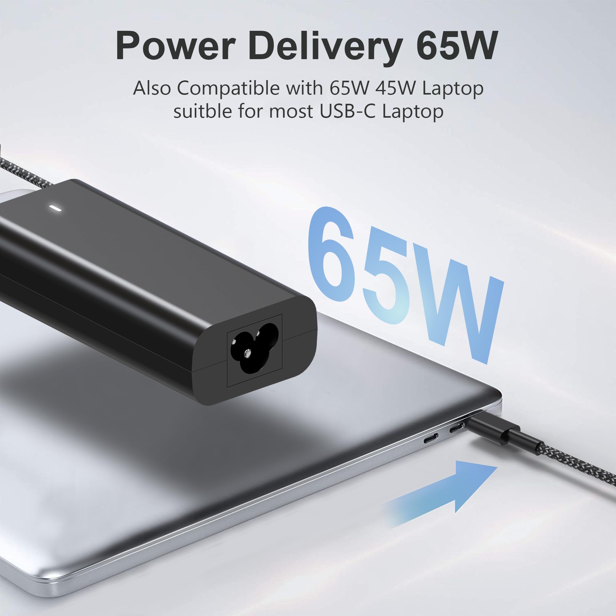 New Slim Charger For Dell 65W Usb C Laptop Xps And Latitude Fast Charging Type C Travel Laptop Power Adapter