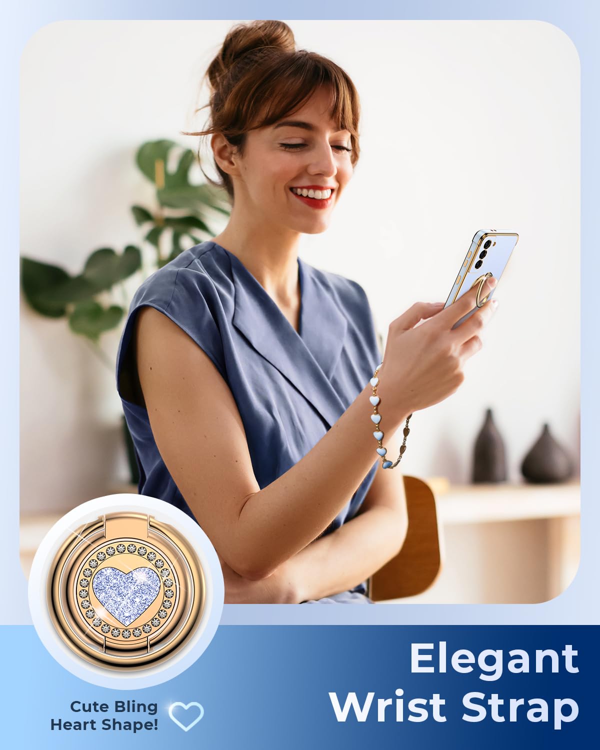 Xyz For Galaxy S22 Plus Case With Stand, Samsung S22 Plus Case With Double Ring, Women Girls Bling Luxury Protective Phone Case