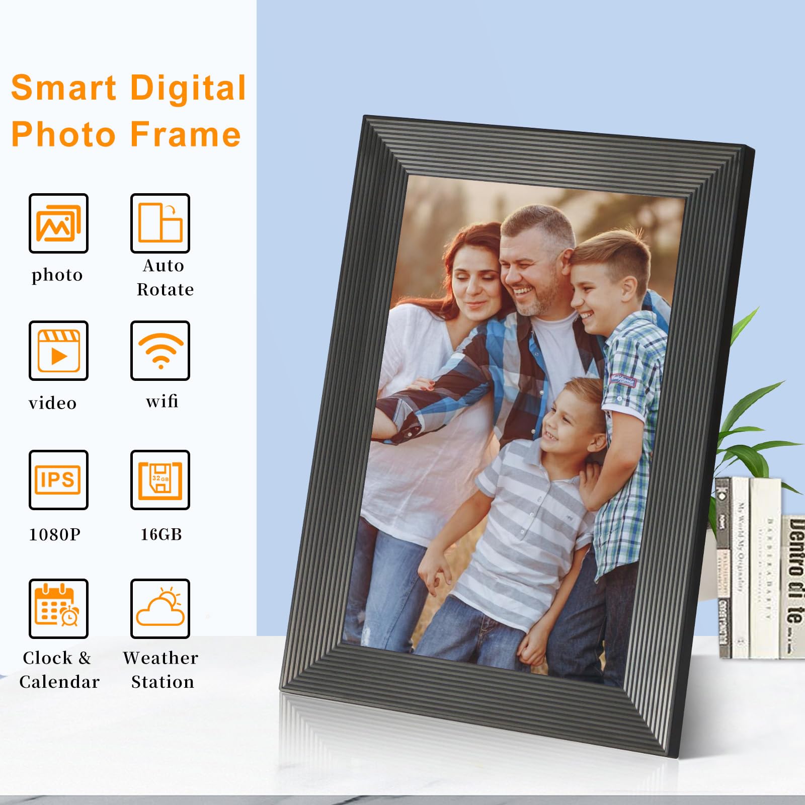 Frameo Digital Picture Frame Wifi 10.1 Inch Digital Photo Frame With16Gb Memory, 1280 * 800 Hd Touch Screen, Auto Rotate, Pictur