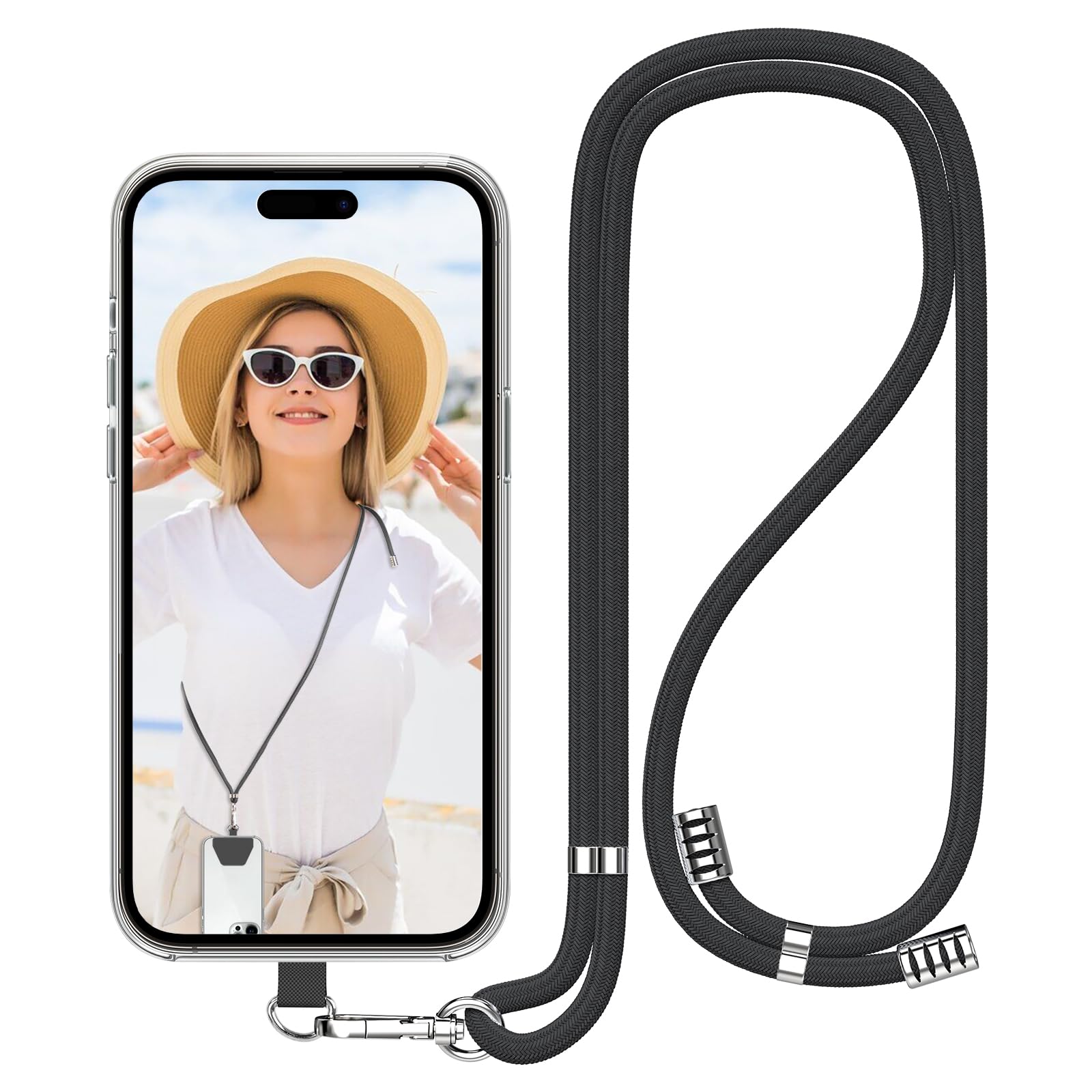 Ss Phone Lanyard, Cell Phone Lanyard With Adjustable Detachable Neckstrap And Phone Tether, Phone Strap Suitable For All Smartphones Black