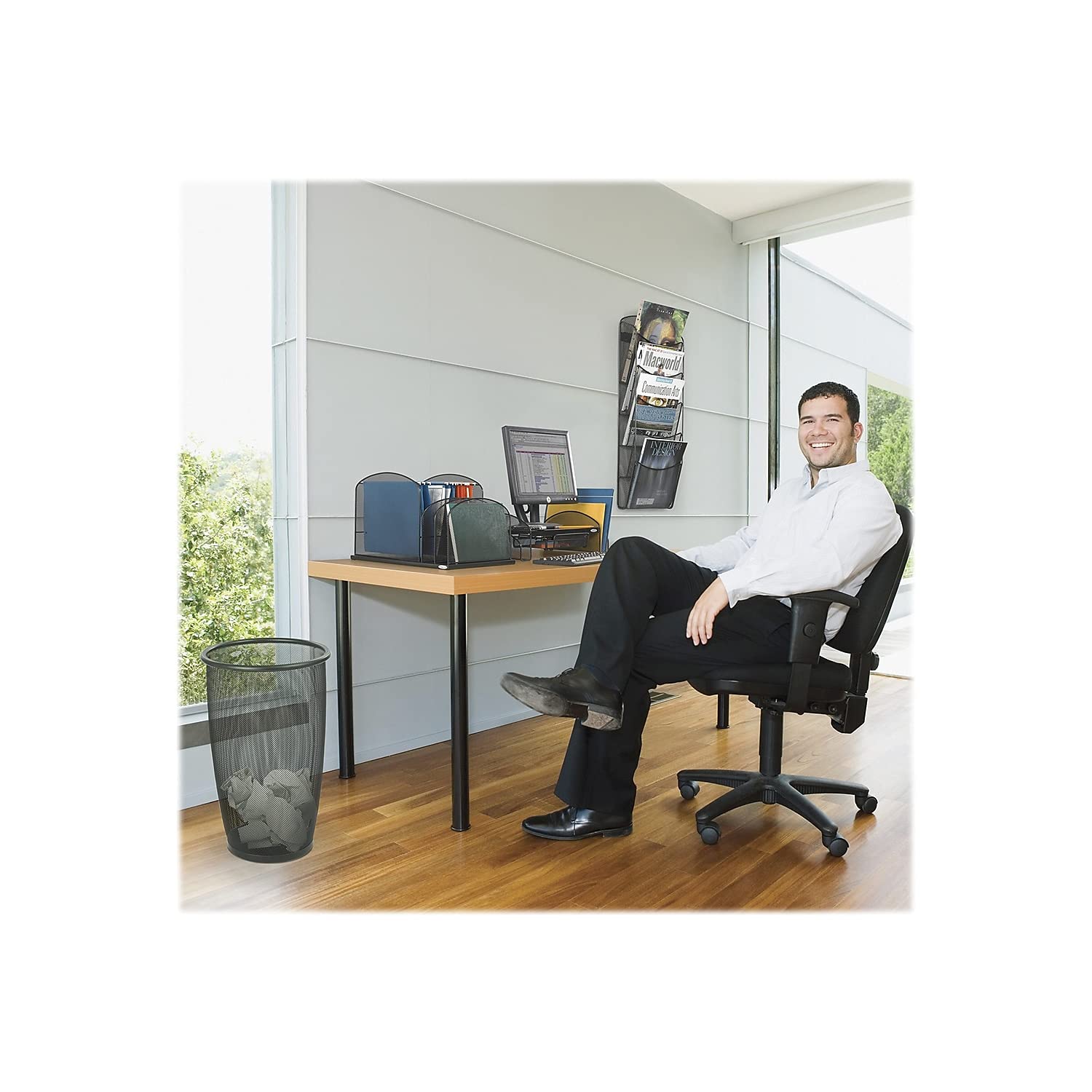 Safco 2159Bl Onyx Mesh Steel Monitor Stand, 19 1/4 X 11 1/4 X 6 1/4, Black