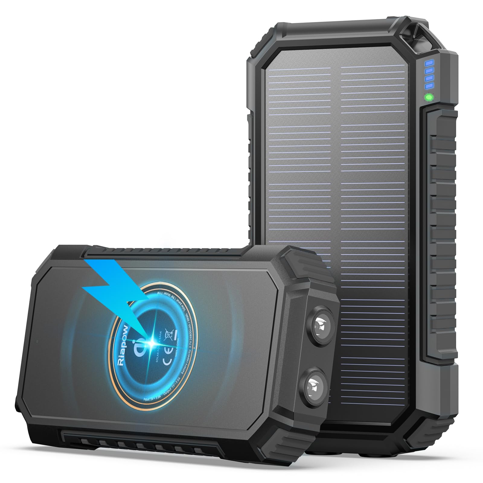 Riapow Solar Charger Power Bank - 26800mAh Wireless Portable Charger with USB C - PD QC3.0 Fast Charging Battery Bank - External