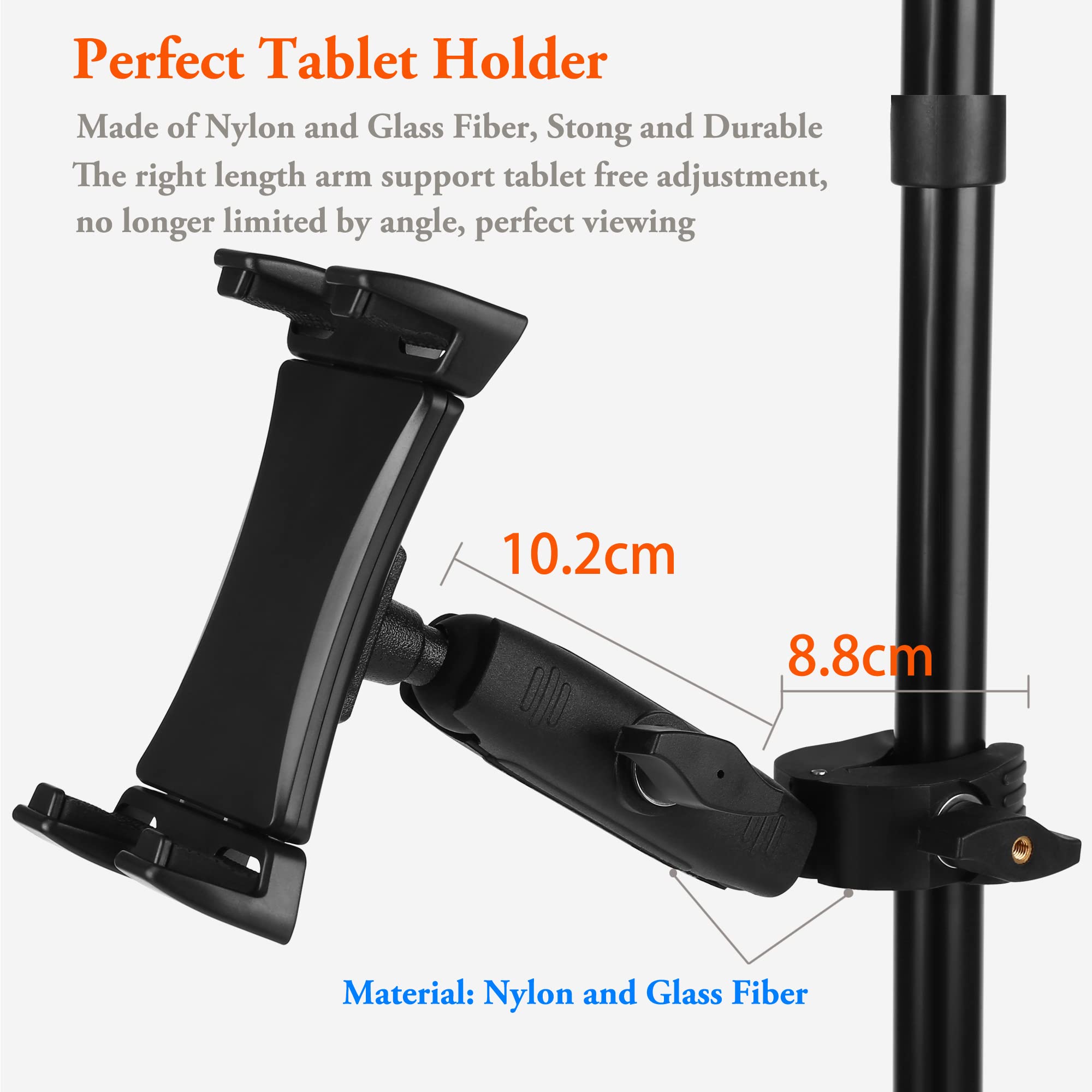 Peastrex Ipad Holder For Mic Stand, Tablet Phone Holder Micophone Music Stand Mount Adjustable Rotatabe With Super Handle Clamp