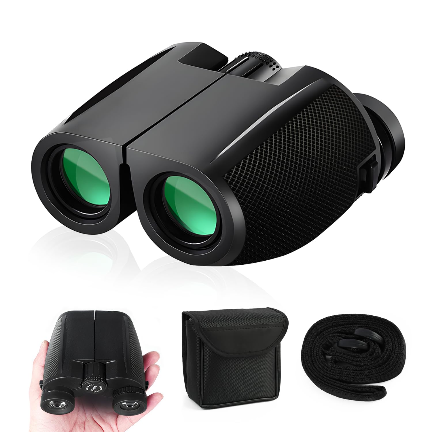 Binoculars for Adults & Kids: 10x25 Compact & Lightweight Binoculars, Low Light Vision & Easy Focus for Bird Watching, Theater, 