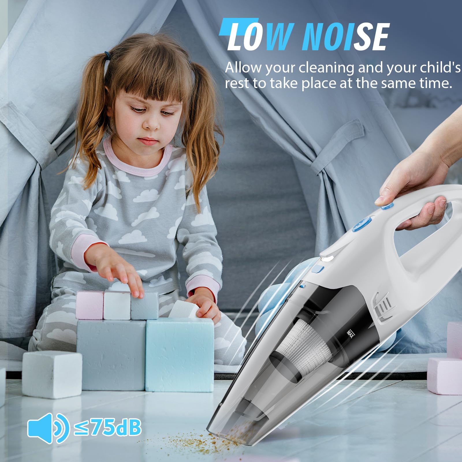 Handheld Vacuum Cordless,Car Vacuum Portable Cordless,Strong Suction Portable Hand Vacuum Cordless Rechargeable With Led Light/2