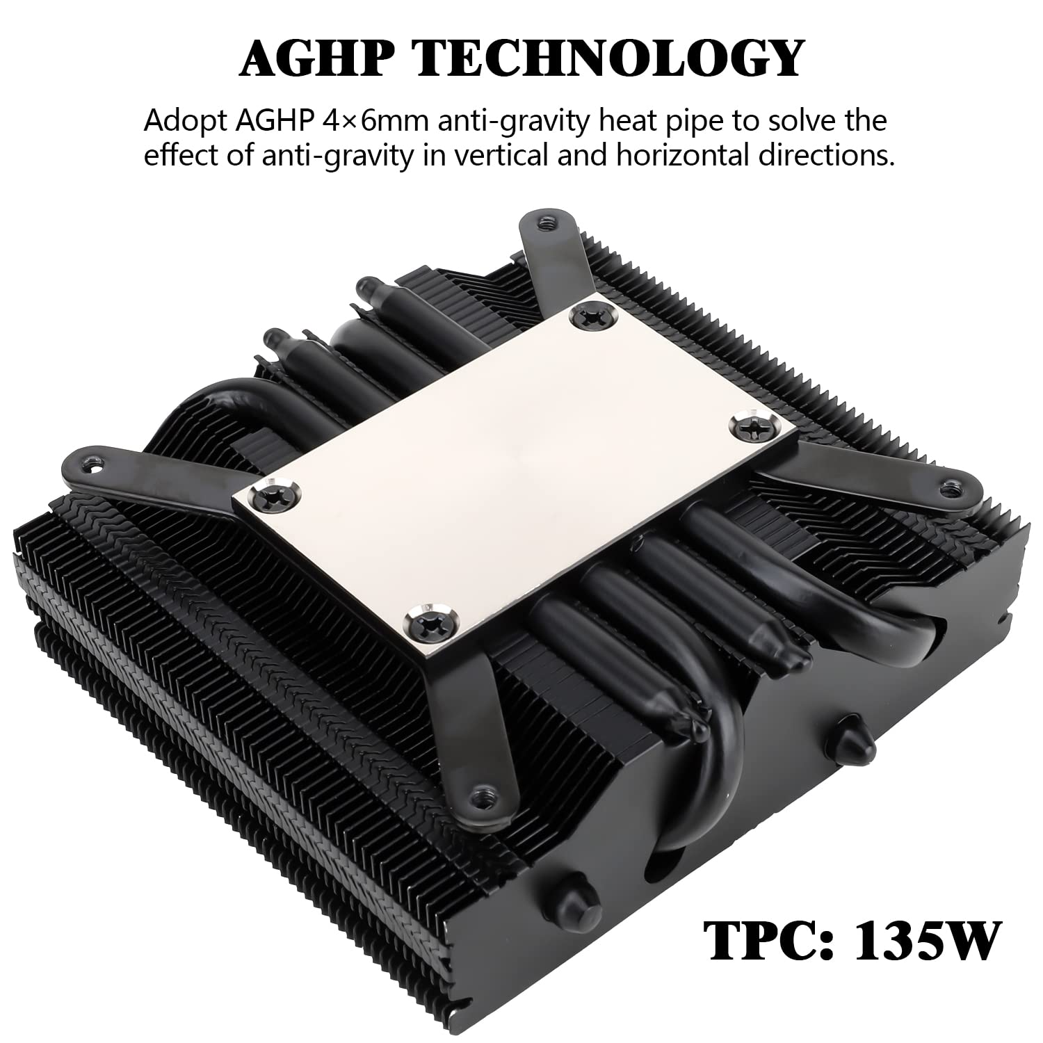Thermalright Axp90 X47 Black Low Profile Cpu Cooler, With 92Mm Tl 9015B Slim Pwm Fan, Itx Cpu Cooler, Aghp Technology, 47Mm Heig