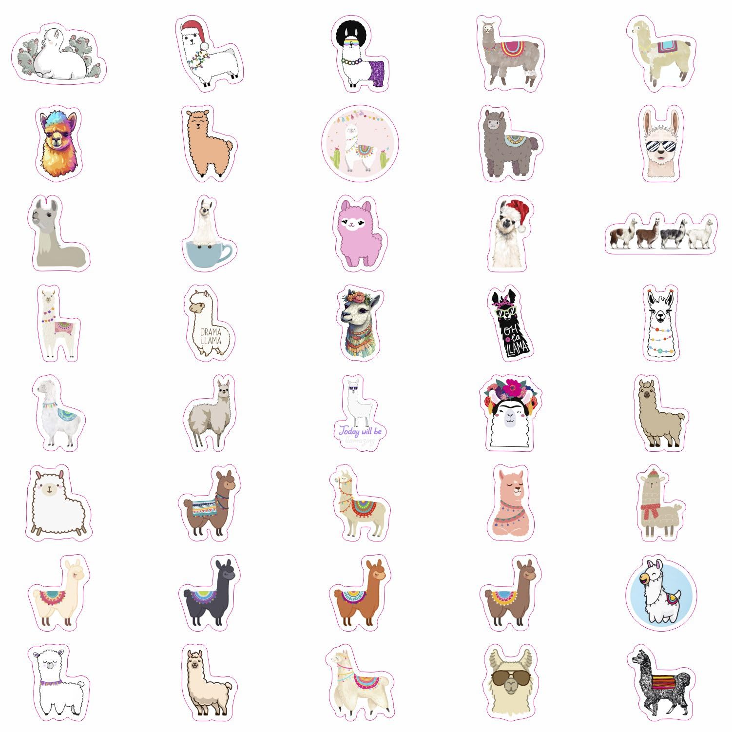 100Pcs Llama Stickers For Water Bottles & Laptop Decals   Llama Party Favors, Llama Birthday Party Decorations, Llama Gifts, Lla