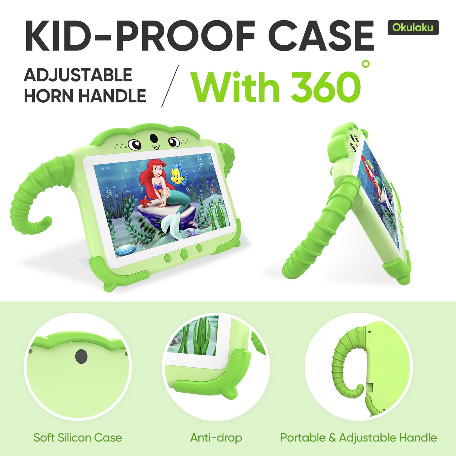 Kids Tablet 7 Inch Toddler Tablet For Kids 32Gb Android Tablets With Bluetooth Wifi Dual Camera Ips Screen Kid Proof Case Kids E