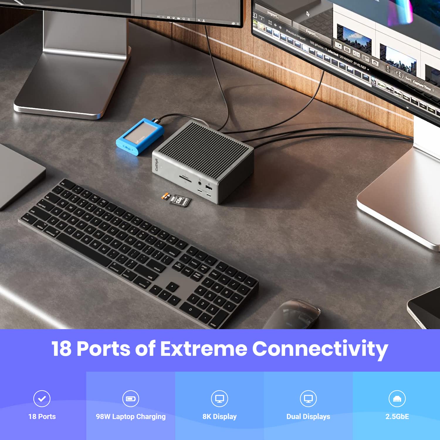 Caldigit Ts4 Thunderbolt 4 Dock   18 Ports, 98W Charging, 40Gb/S Thunderbolt 4, Usb A/C, 2.5Gbe, 8K/6K Displays, Mac/Pc/Chrome Compatible