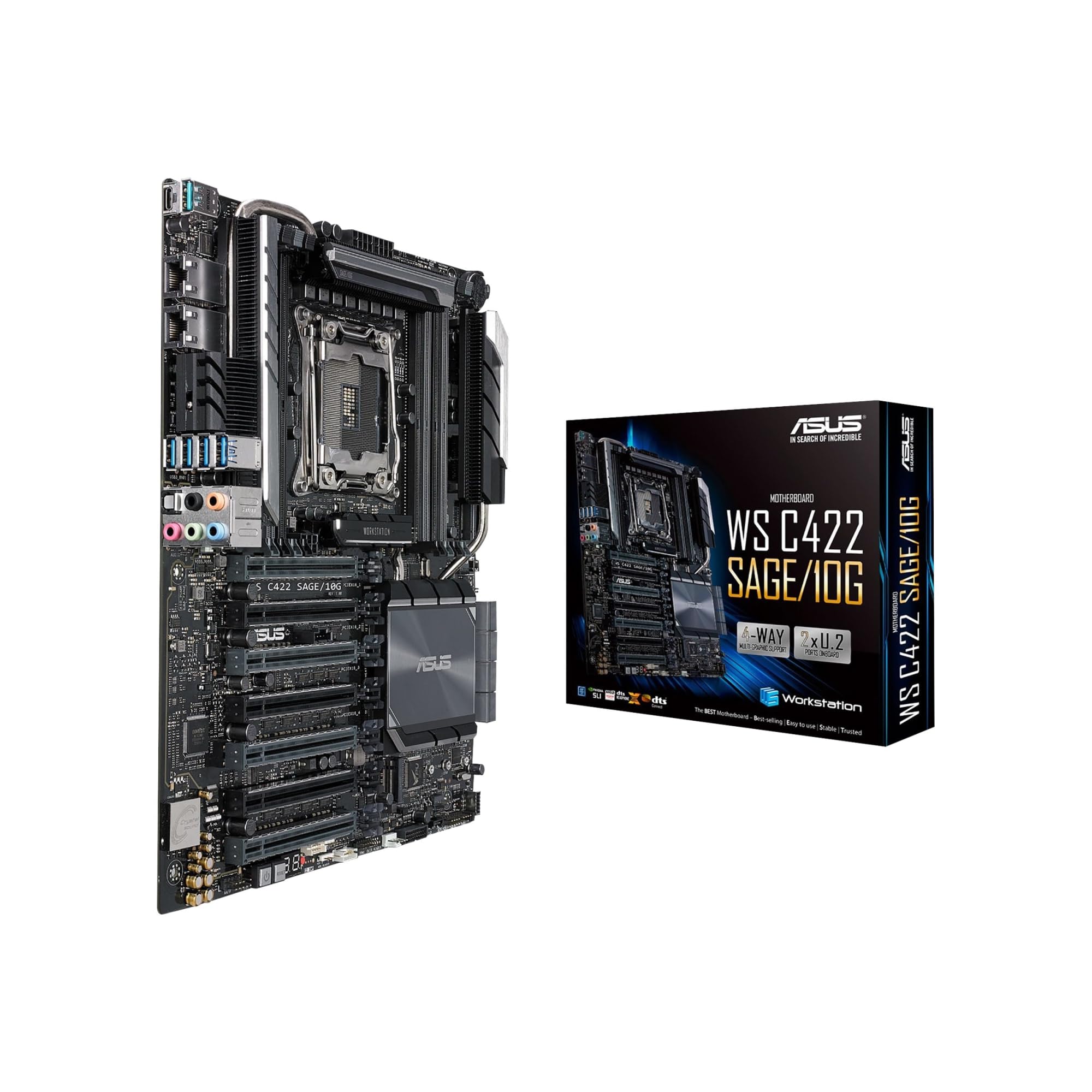 Asus Ws C422 Sage/10G Lga2066 Ecc Ddr4 M.2 U.2 C422 Atx Motherboard For Intel Xeon W Series Processor