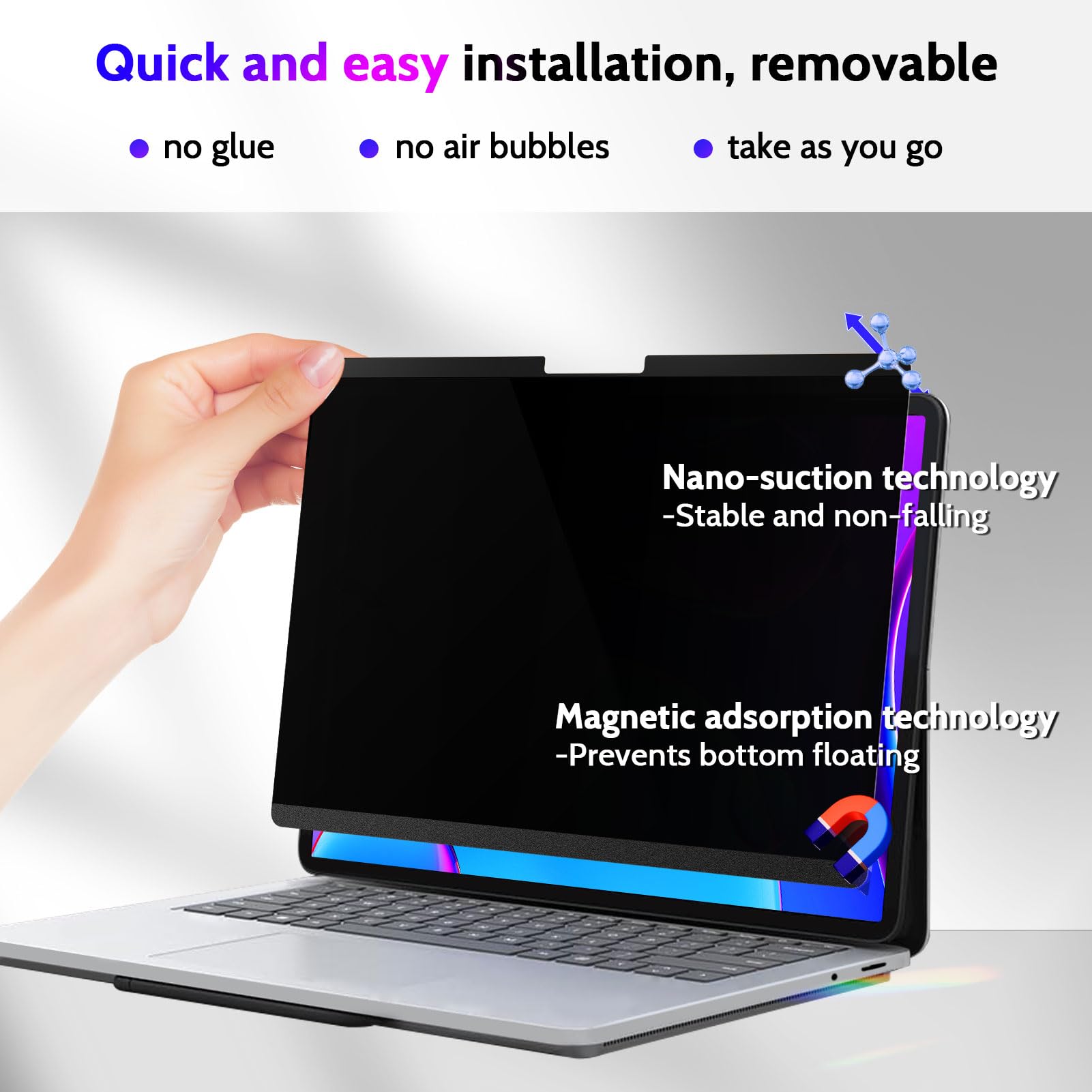 Peslv Magnetic Privacy Screen For Microsoft Surface Laptop Studio 2/1 14.4 Inch, Removable Anti Blue Light Glare Filter, Black S
