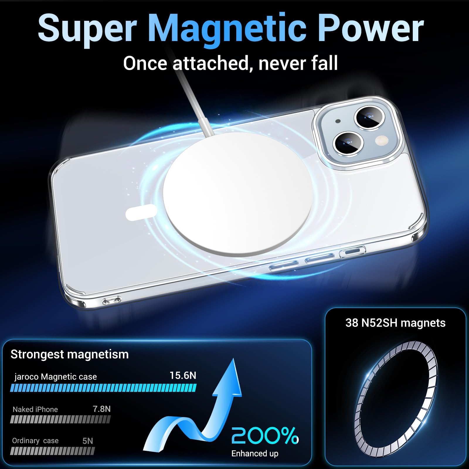 Jaroco For Iphone 14 Case Magnetic Case[Compatible With Magsafe][Anti Yellowing][Non Stick Fingerprints][Ultra Thin][Shockproof]