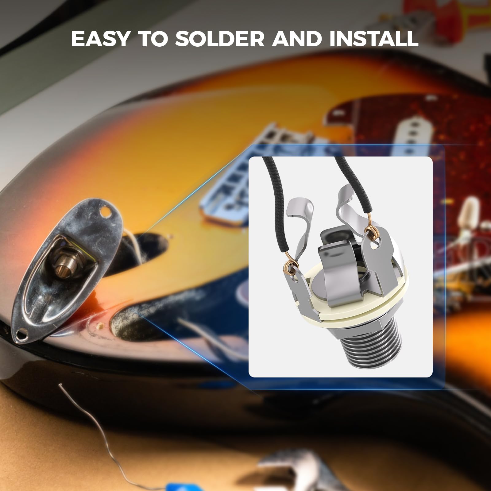 Heams 2 Pack Upgraded Multi-Contact 1/4 Inch Mono Guitar Output Jack, Design For More Stable Contact To Fix Your Guitar Loose An